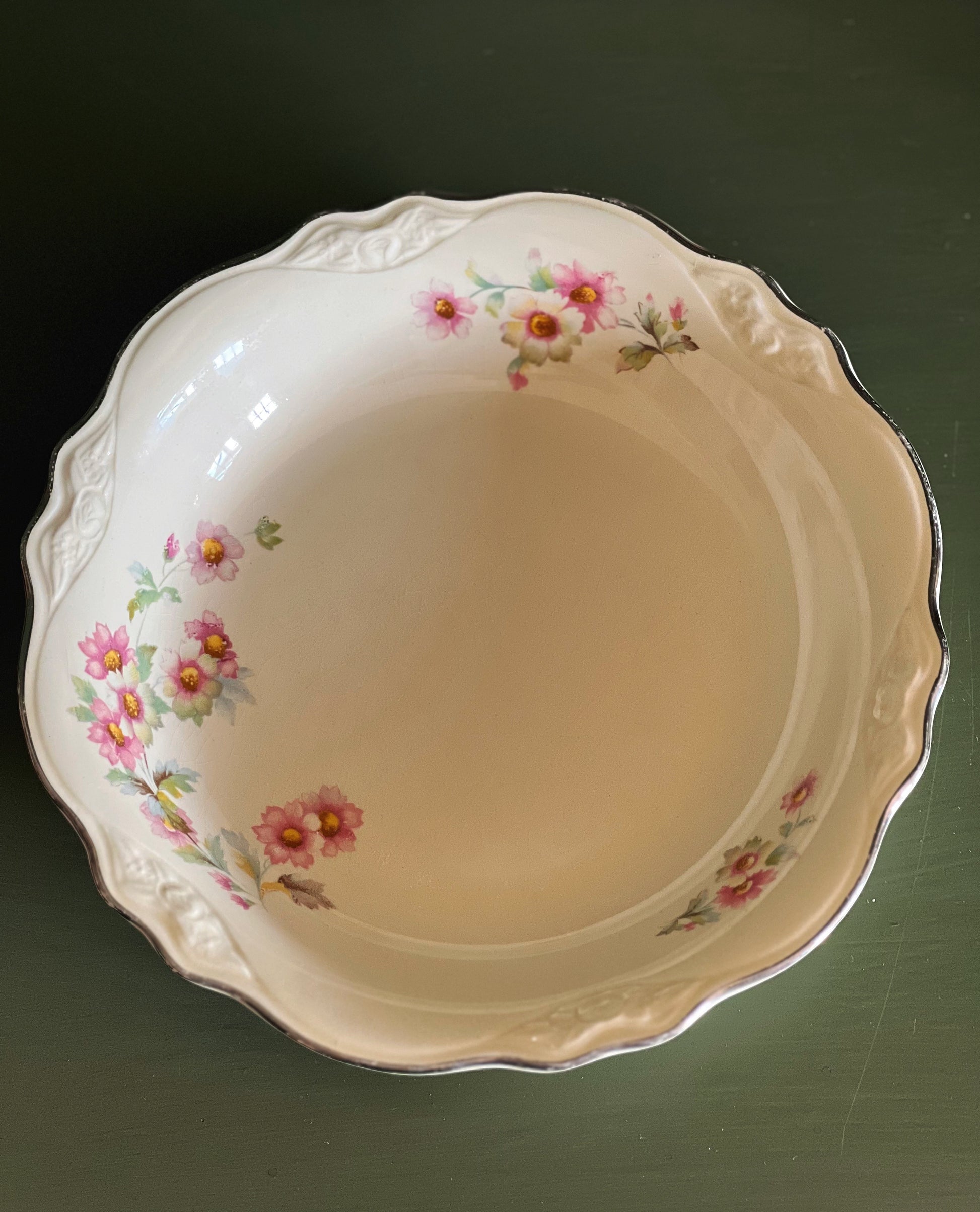 Vintage Homer Laughlin Virginia Rose Small Floral Large Coupe Soup Bowl