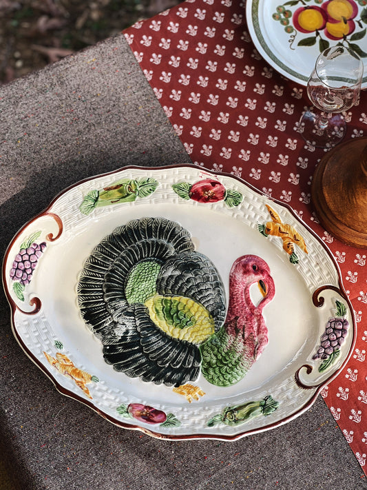 Vintage Hand Painted Turkey Platter