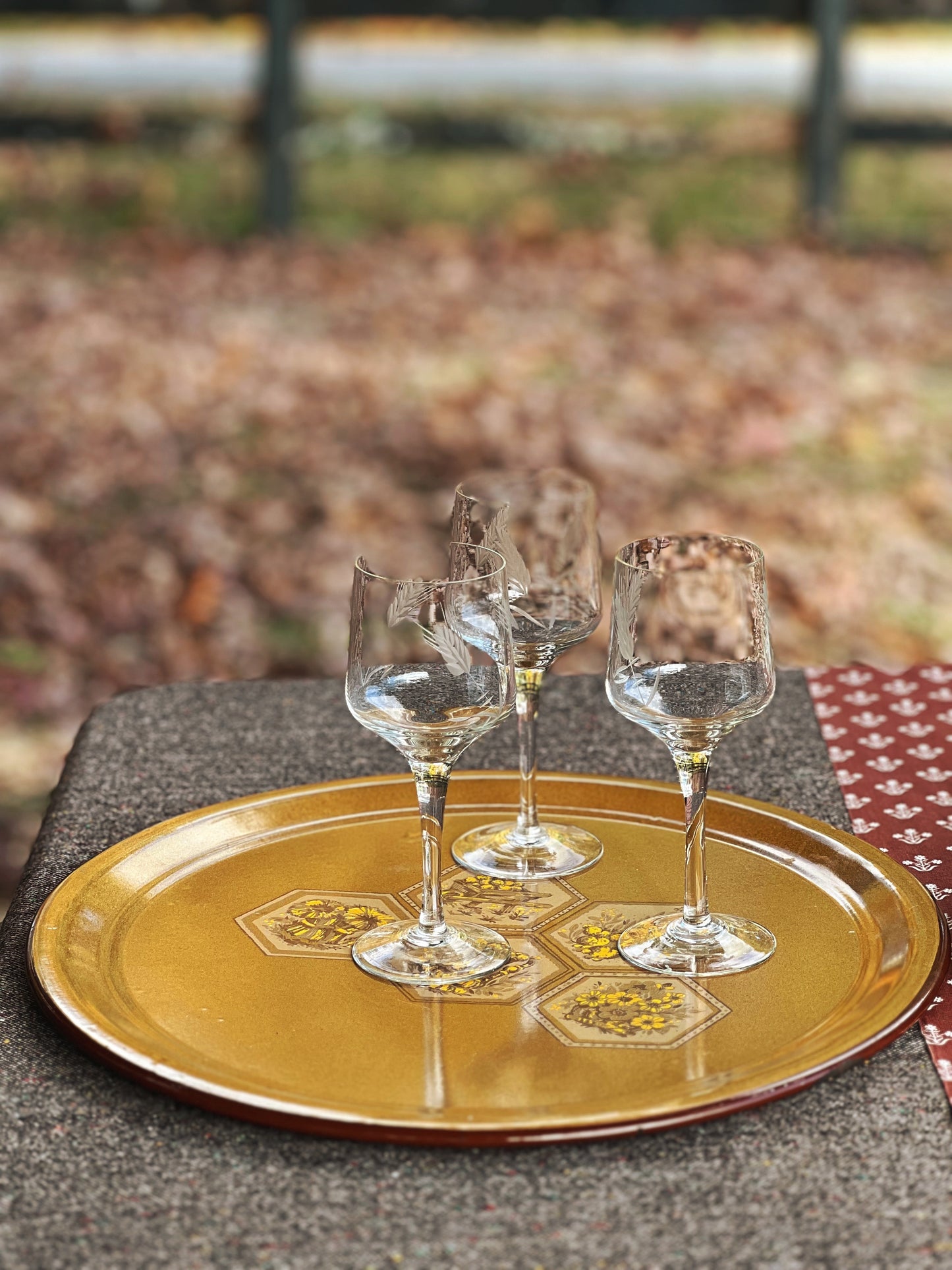 Vintage Round Metal Serving Tray