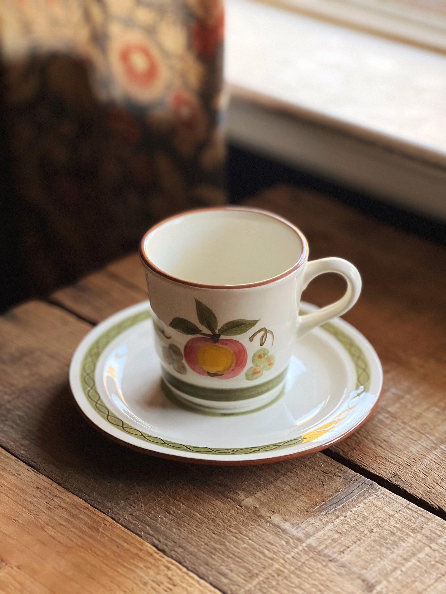 Vintage Stangl Apple Delight Teacup & Saucer Set