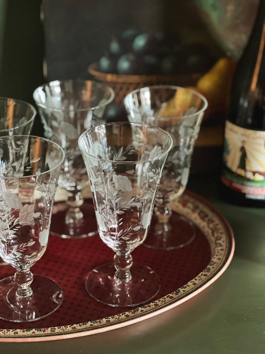 Vintage Etched Iced Tea Glass