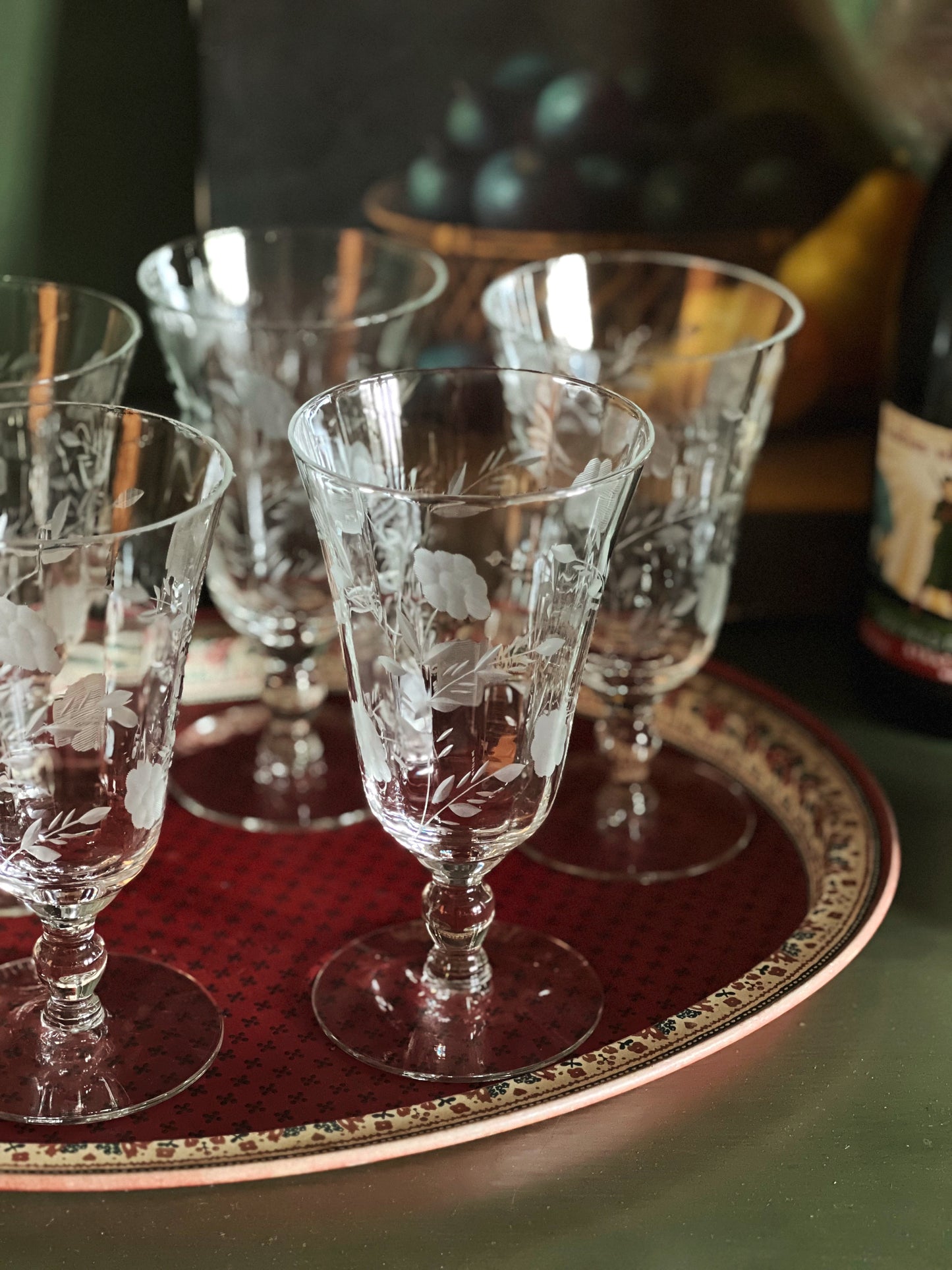 Vintage Etched Iced Tea Glass