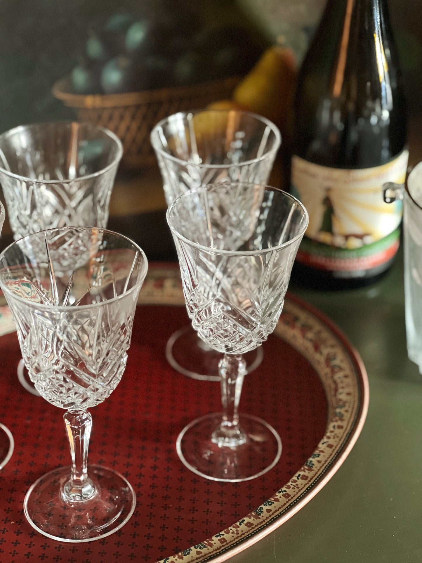 Vintage Cut Crystal Wine Glass