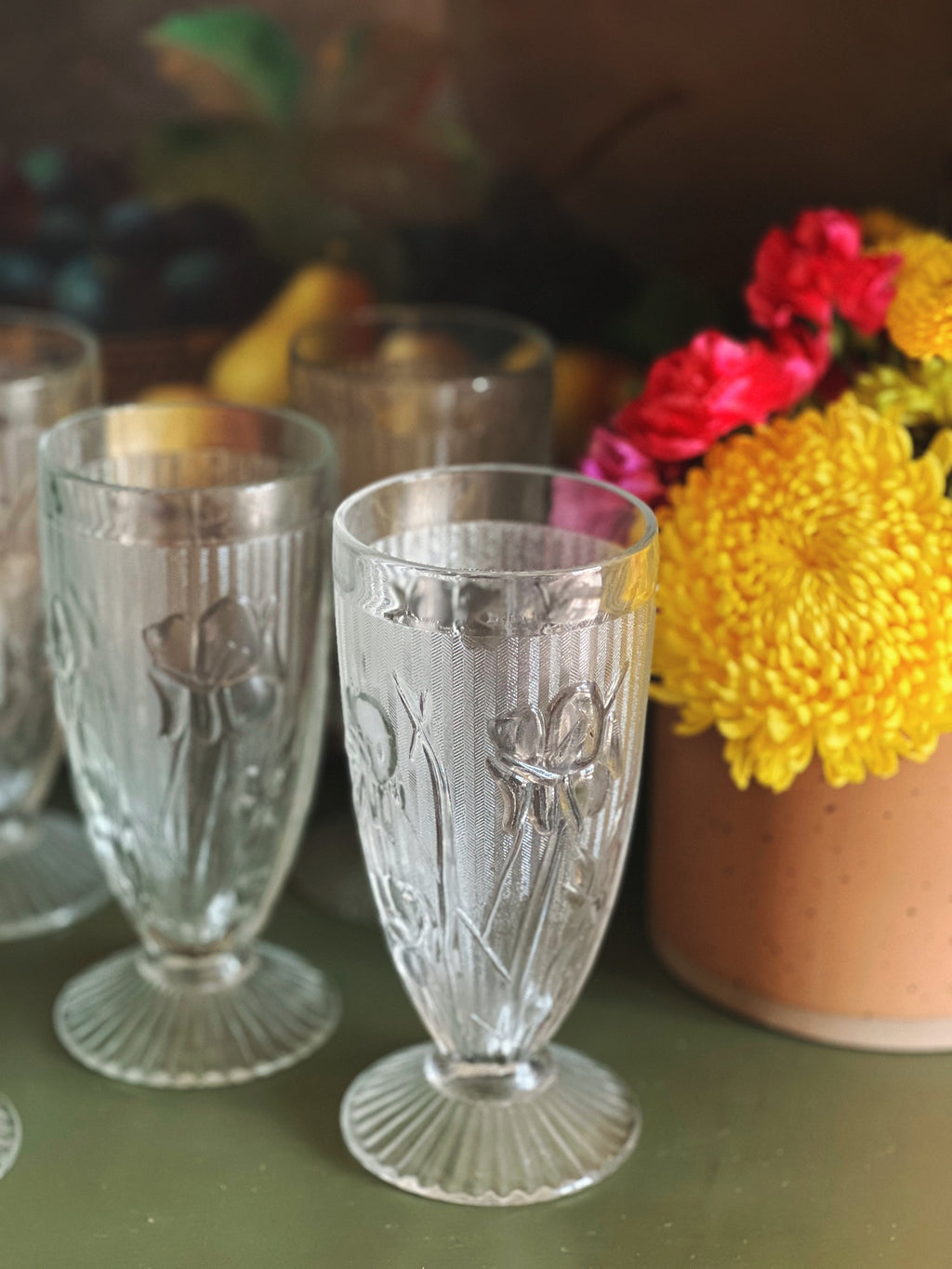 Vintage Jeannette Glass Iris & Herringbone 8 Oz Tumbler