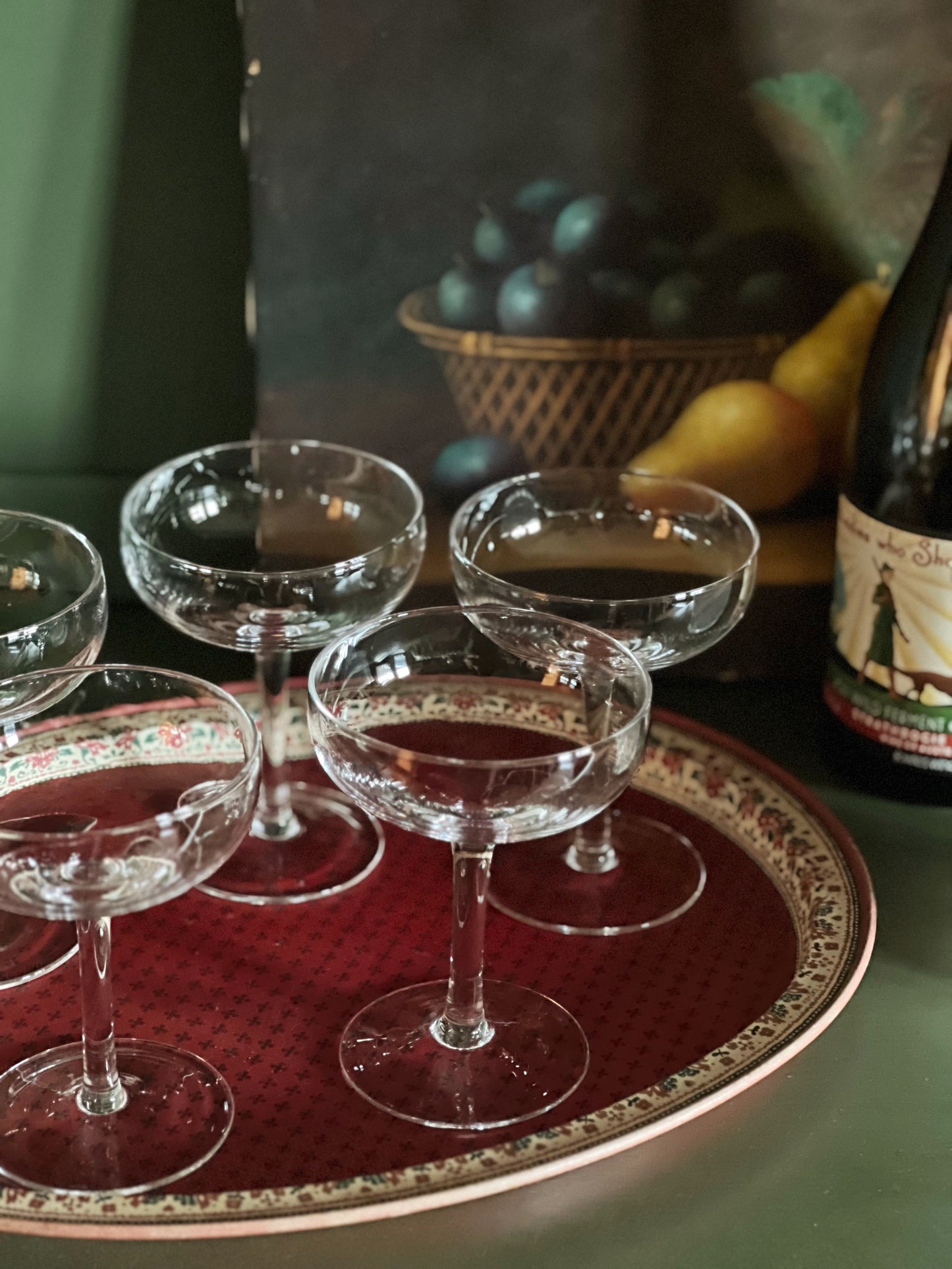 Set of 4 Vintage Crystal Champagne Coupes