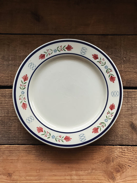 Newcor Deere Park red and navy floral salad plates