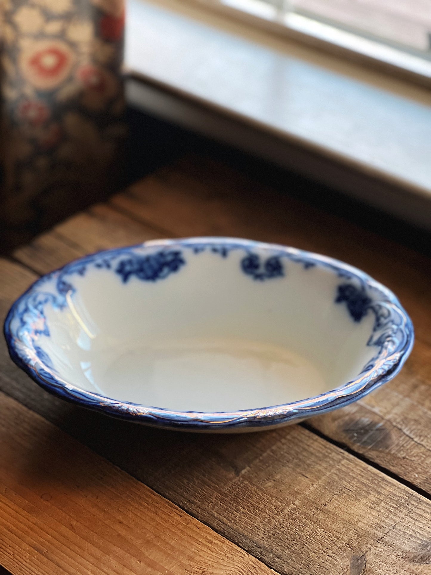 Antique Wood & Sons Davenport Flow Blue Oval Vegetable Bowl