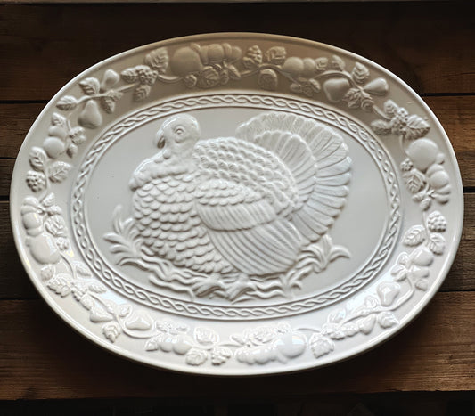 Vintage Gibson Embossed Stoneware Turkey Platter