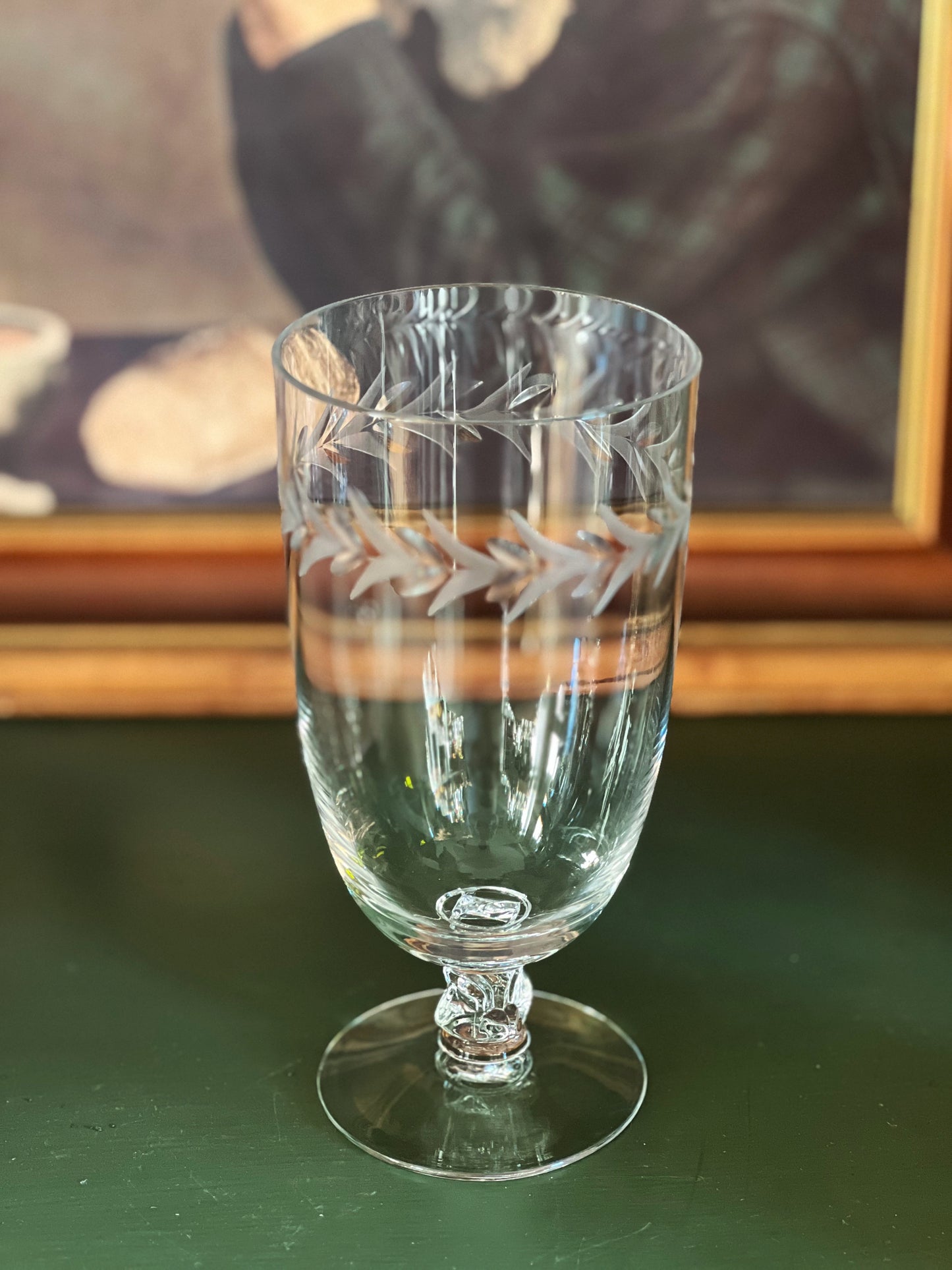 Vintage Set of 4 Etched Iced Tea Glasses