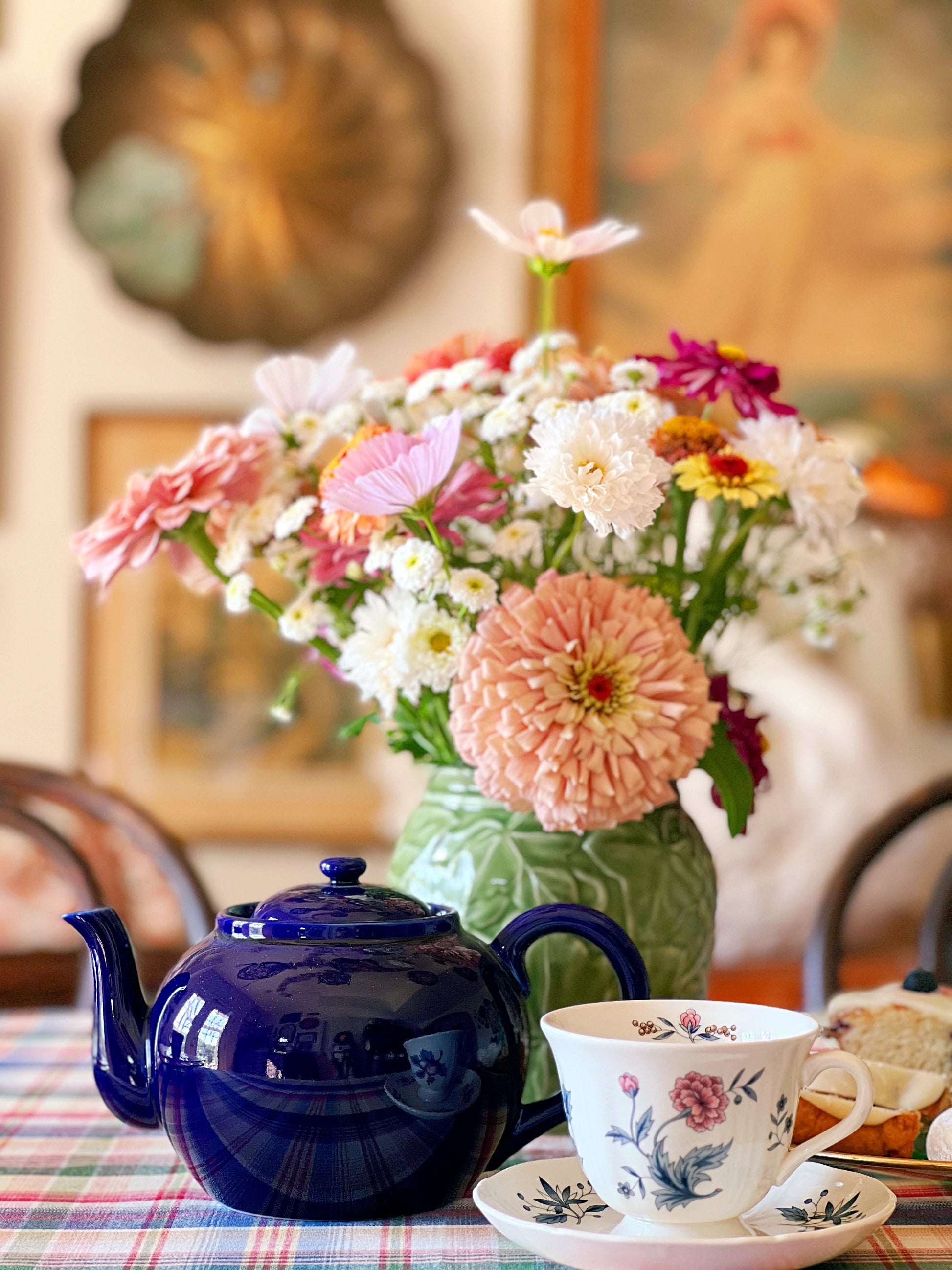Vintage Ceramic Navy Blue Teapot