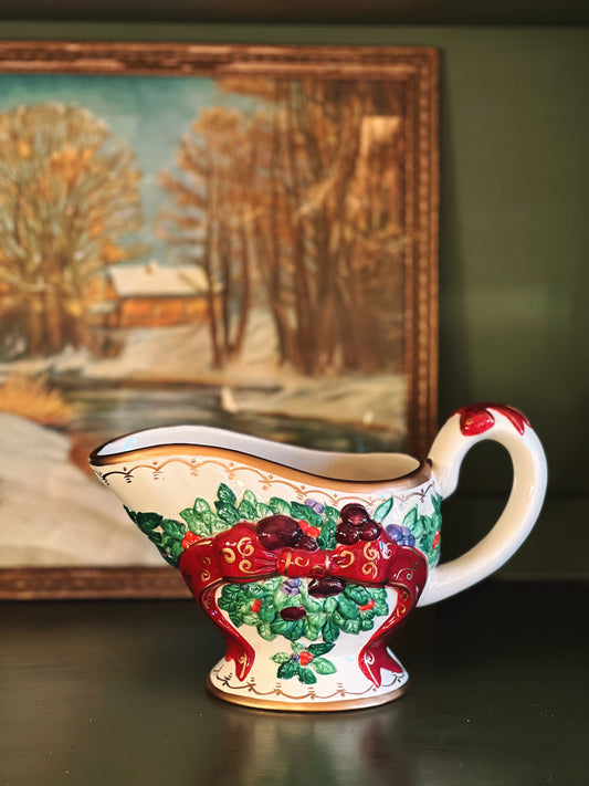 vintage Christmas motif gravy boat