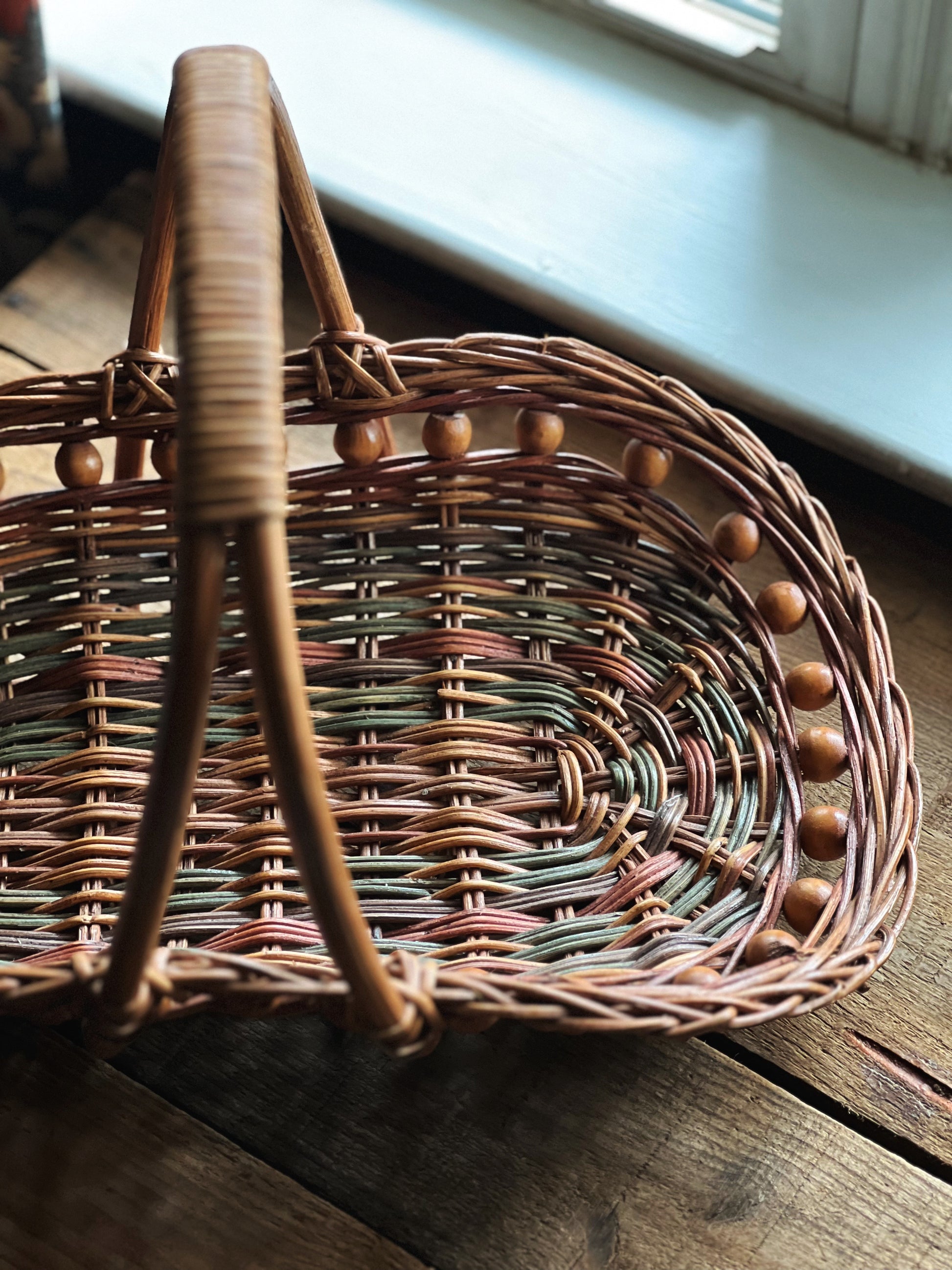 Vintage Multicolor Gathering Basket