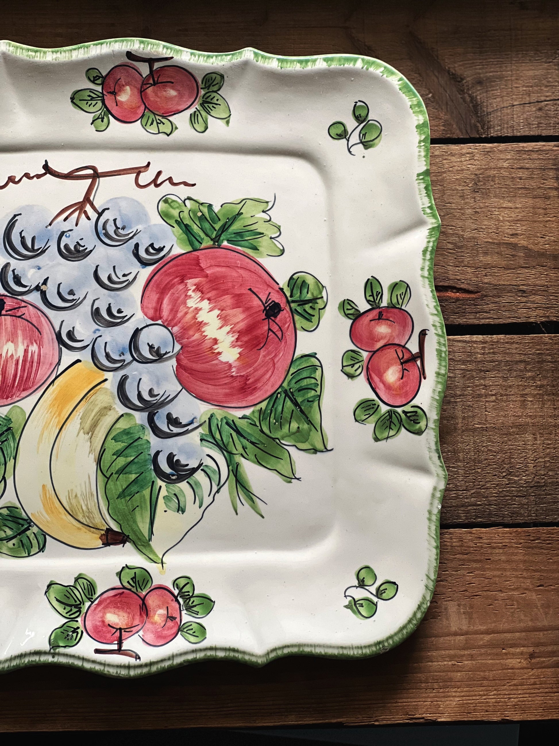 Vintage Square Serving Platter Hand Painted Italy