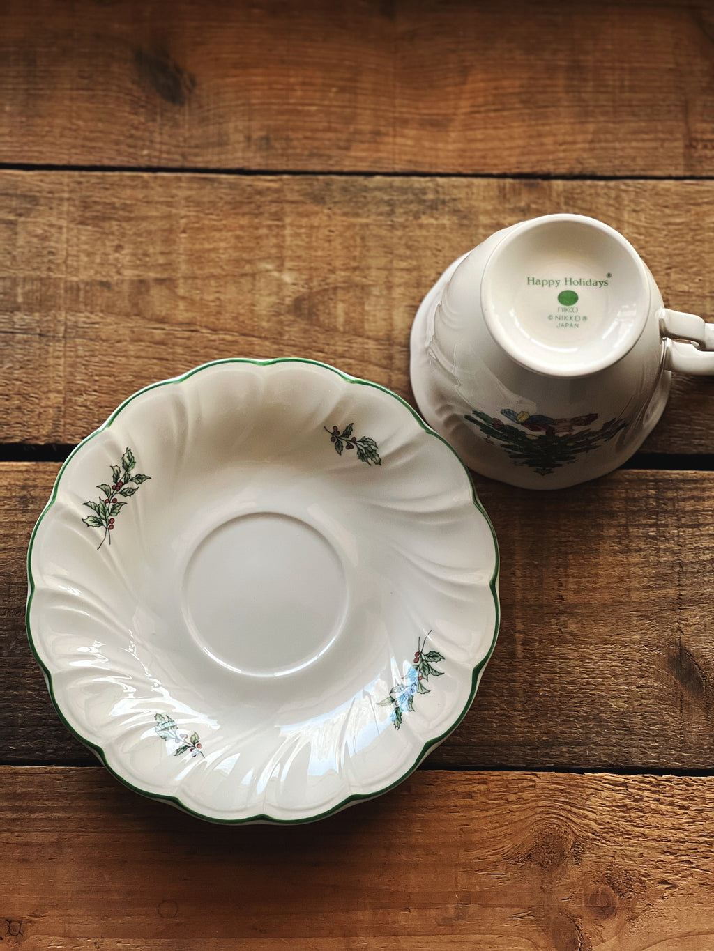 Vintage Nikko Happy Holidays Teacup & Saucer Set