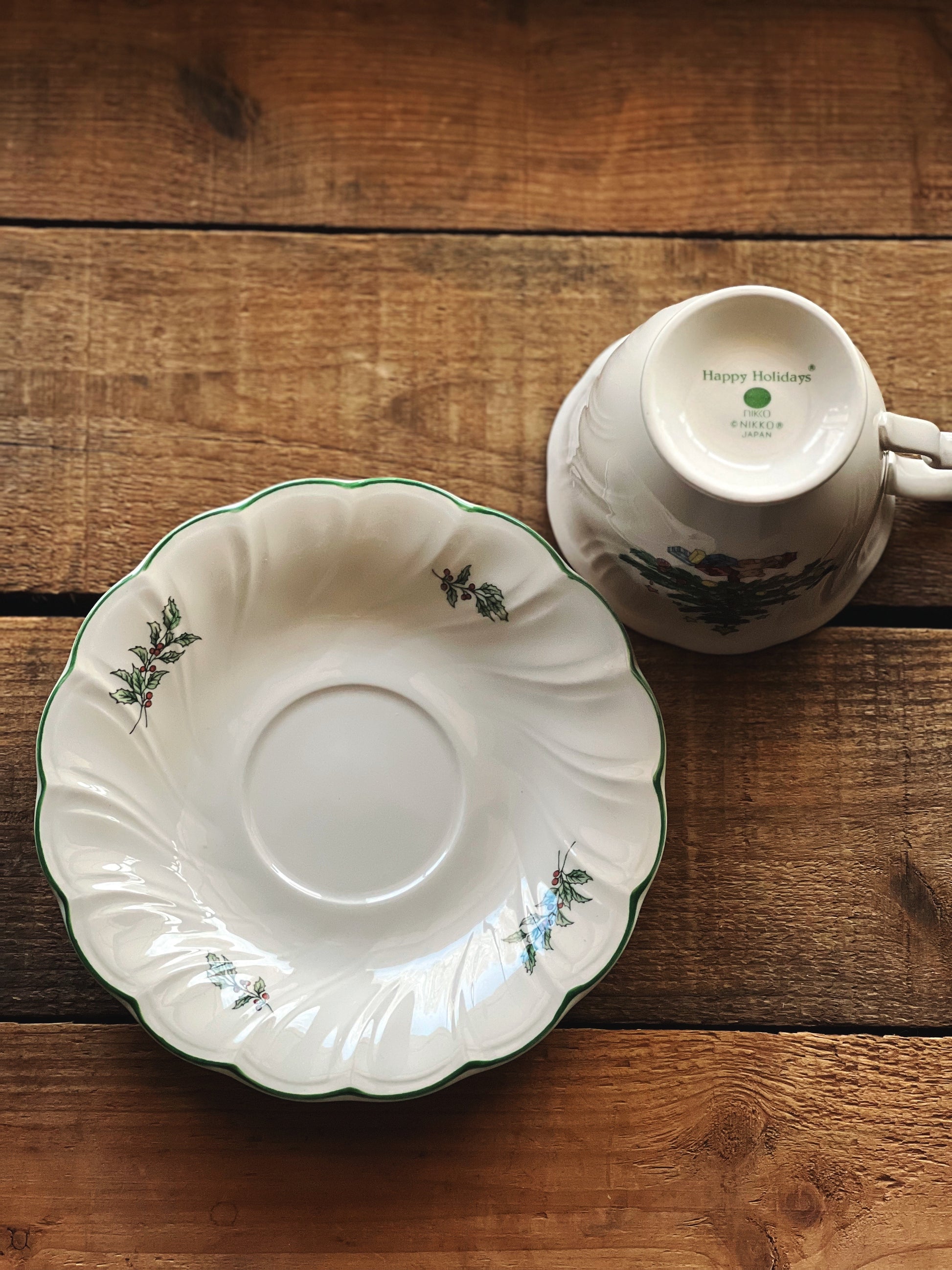 Vintage Nikko Happy Holidays Teacup & Saucer Set