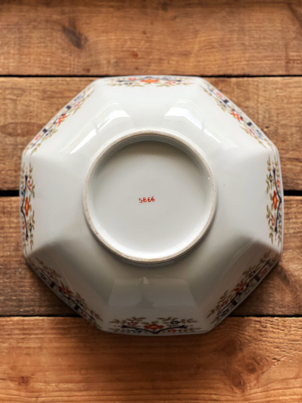 Vintage Hand Painted Ceramic Serving Bowl