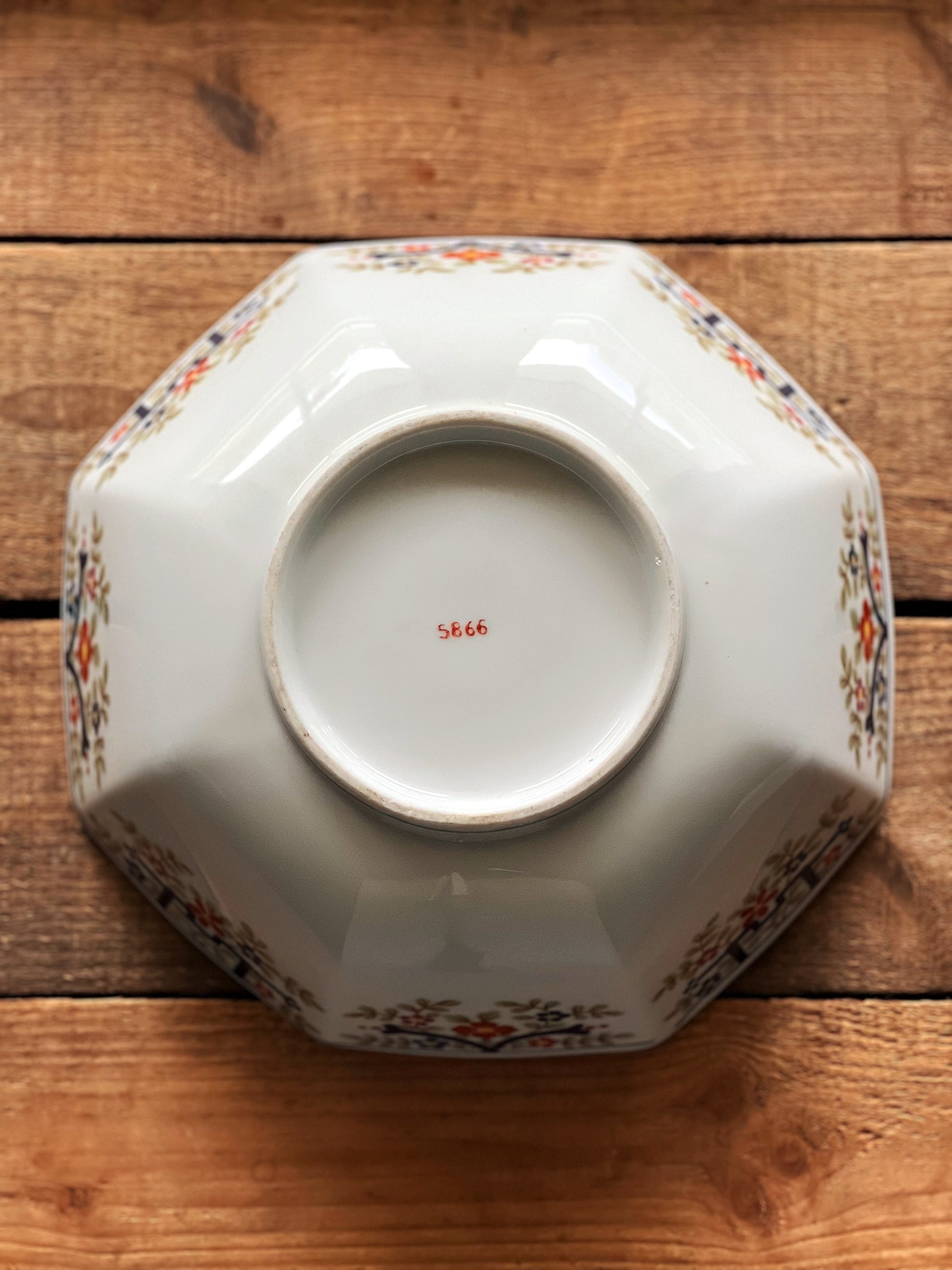 Vintage Hand Painted Ceramic Serving Bowl