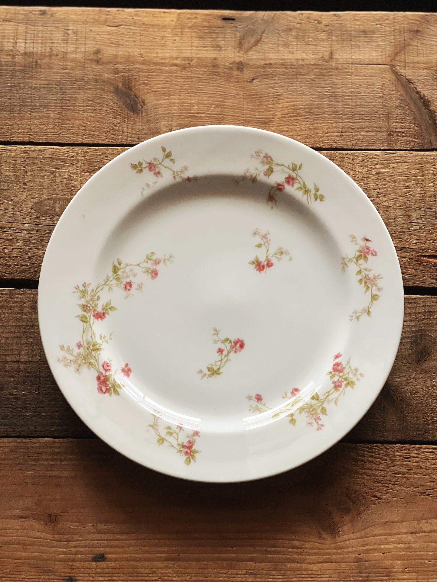 pink floral French Limoges dinner plate