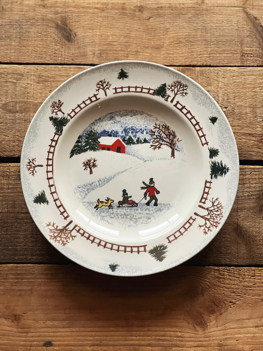 snow scene stoneware salad plates