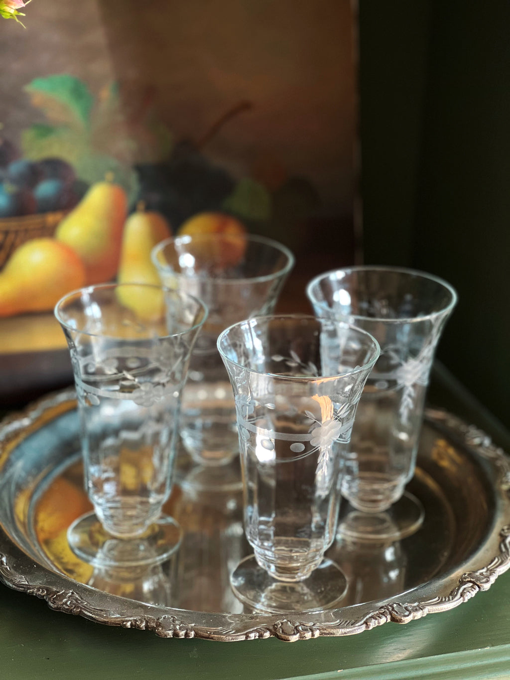 Vintage Etched Crystal Iced Tea Glass