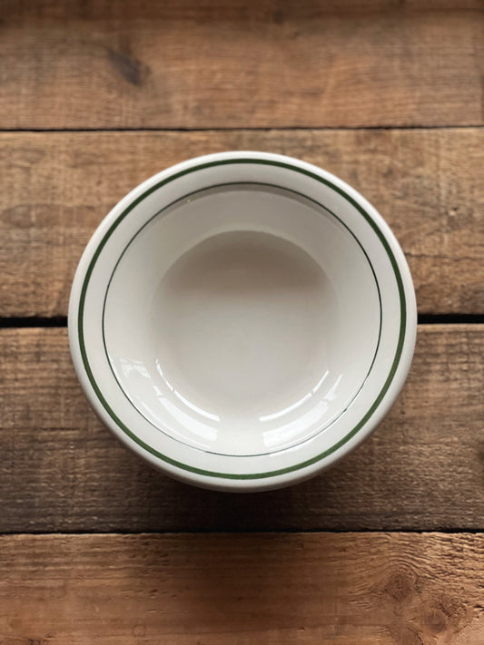 Vintage Buffalo China Green Rim Cereal Bowl