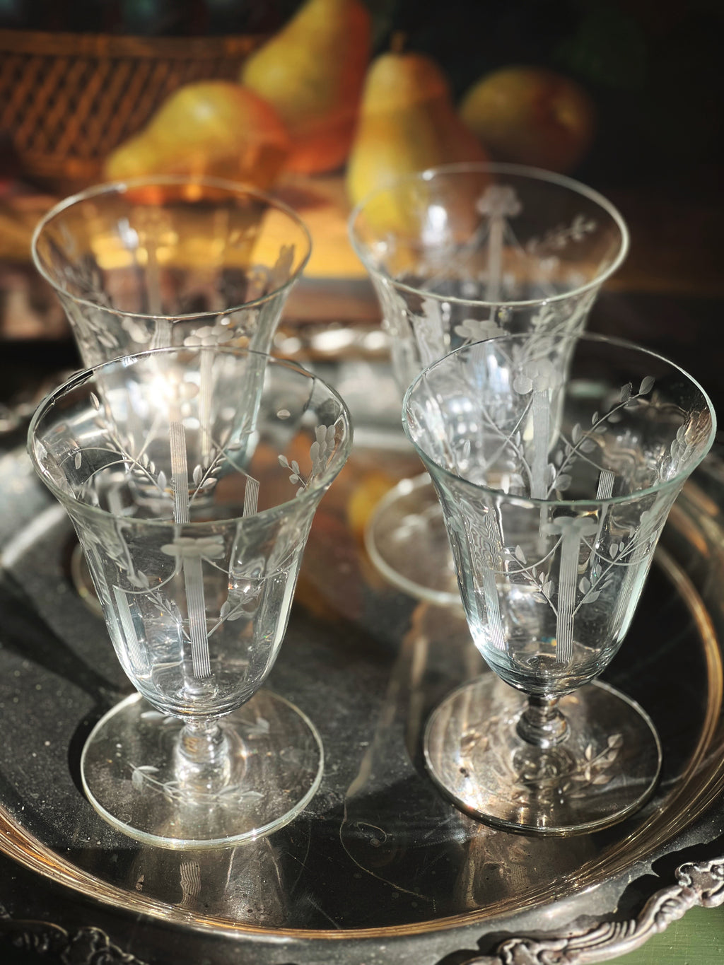 Vintage Etched Crystal Iced Tea Glass