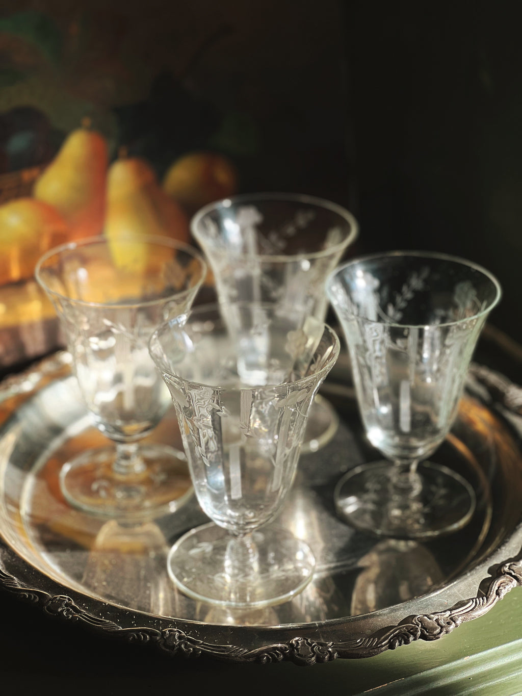 Vintage Etched Crystal Iced Tea Glass