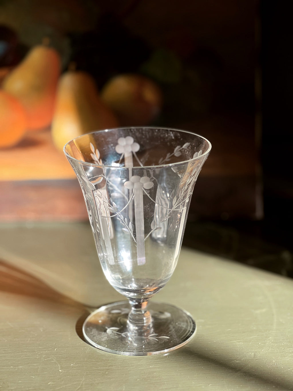 Vintage Etched Crystal Iced Tea Glass