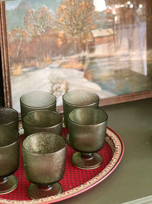 Vintage Petite Green Wineglasses