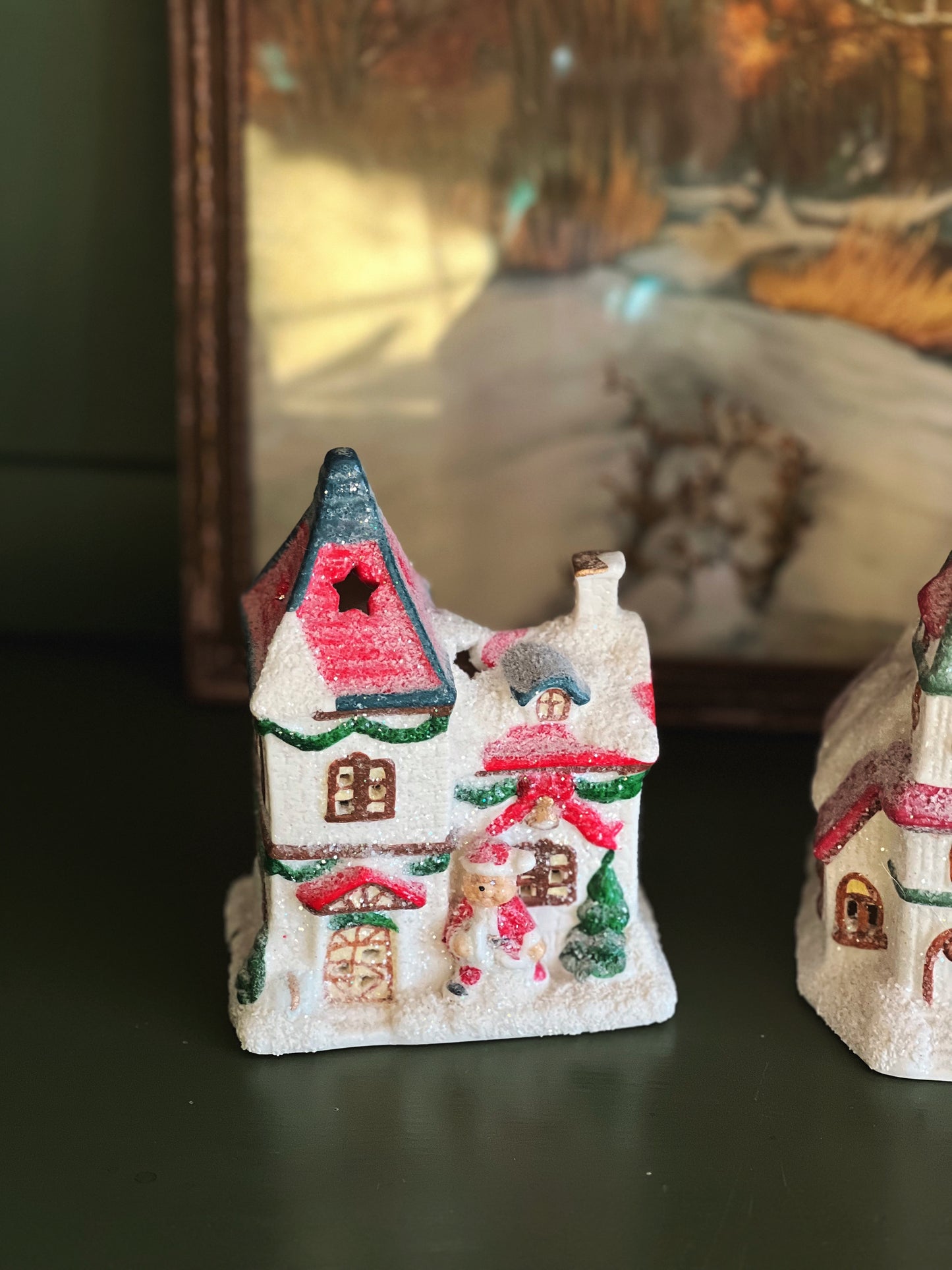 Set of 3 Vintage Christmas Village Houses