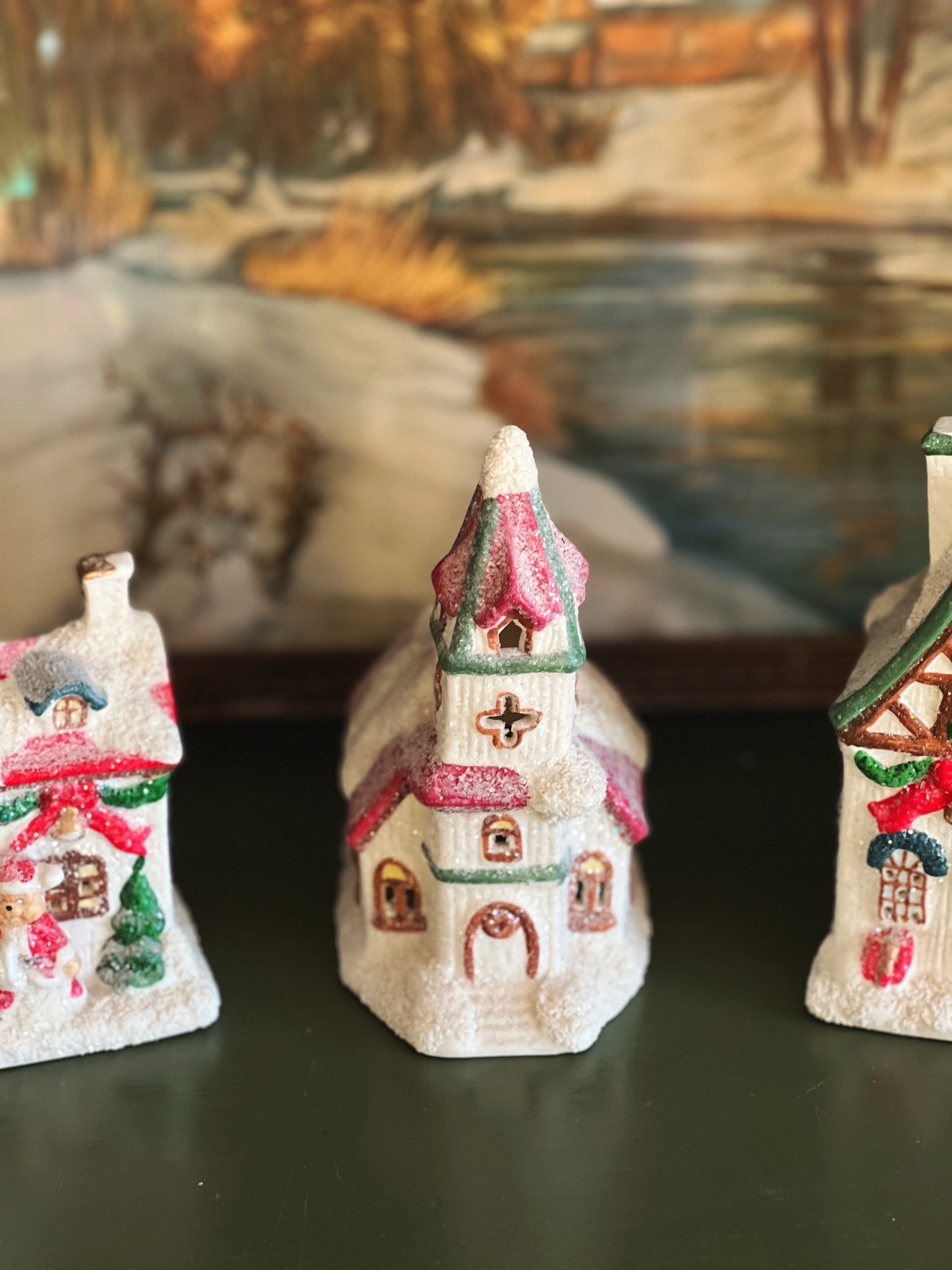 Set of 3 Vintage Christmas Village Houses