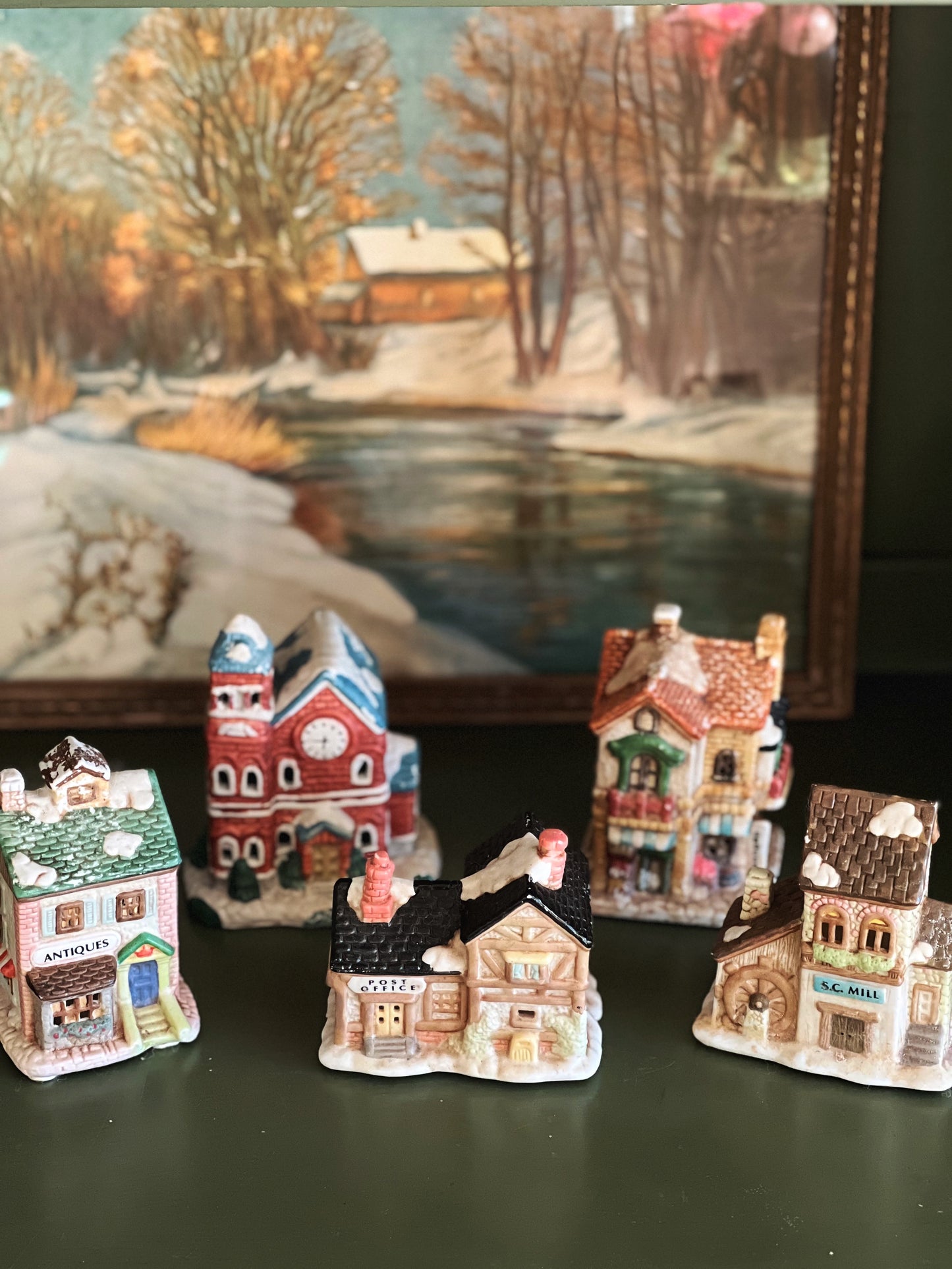 Set of 5 Vintage Winter/Christmas Village Houses