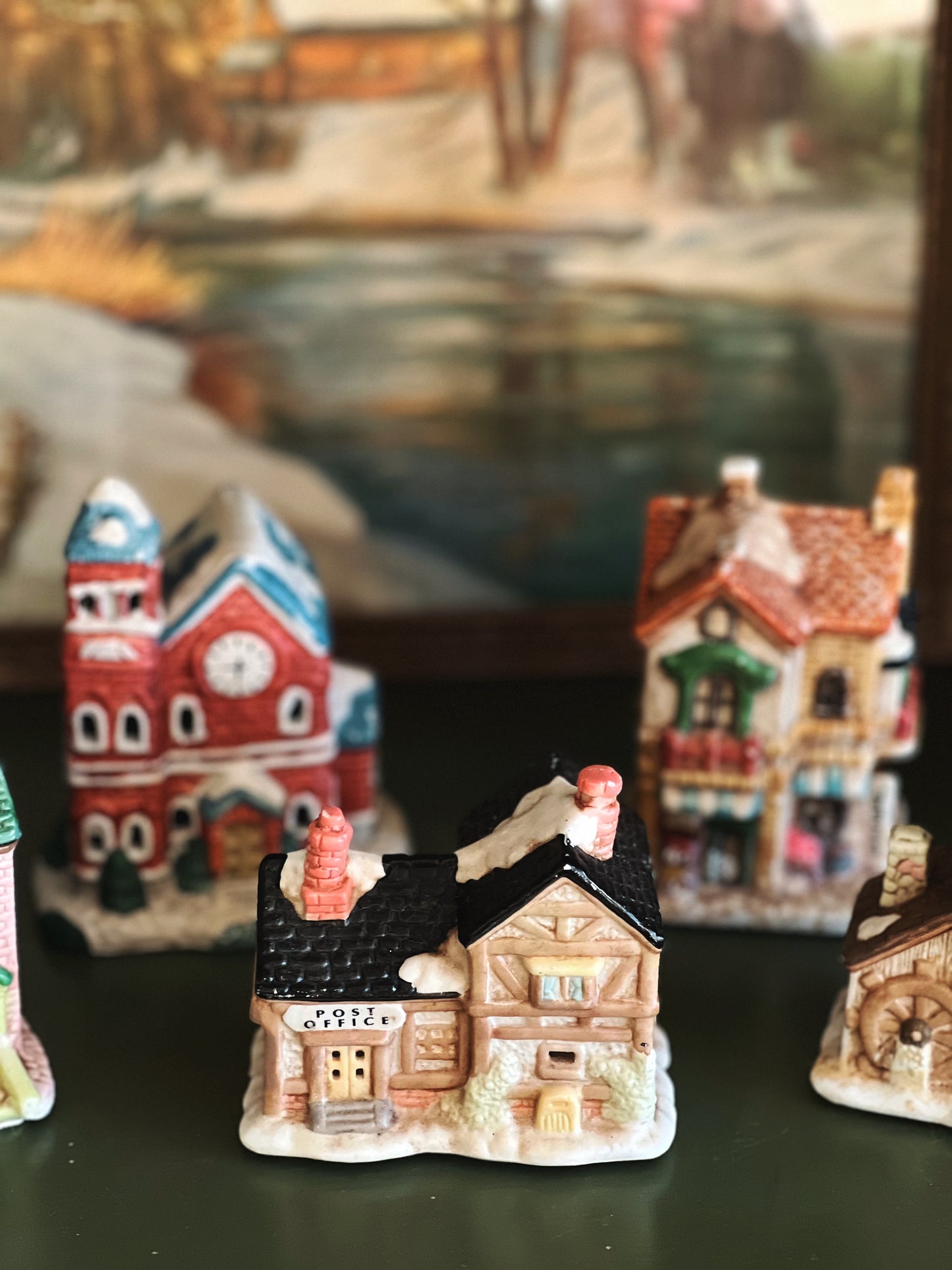 Set of 5 Vintage Winter/Christmas Village Houses