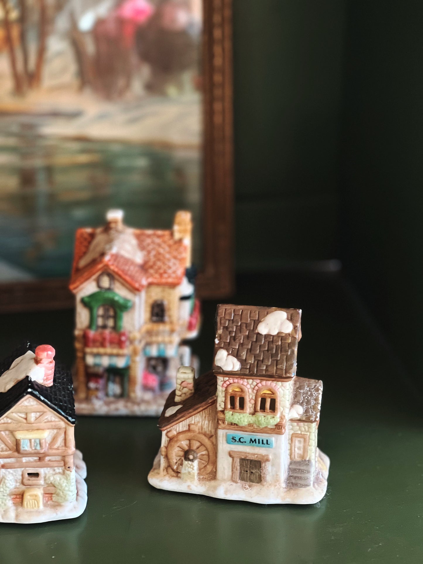 Set of 5 Vintage Winter/Christmas Village Houses