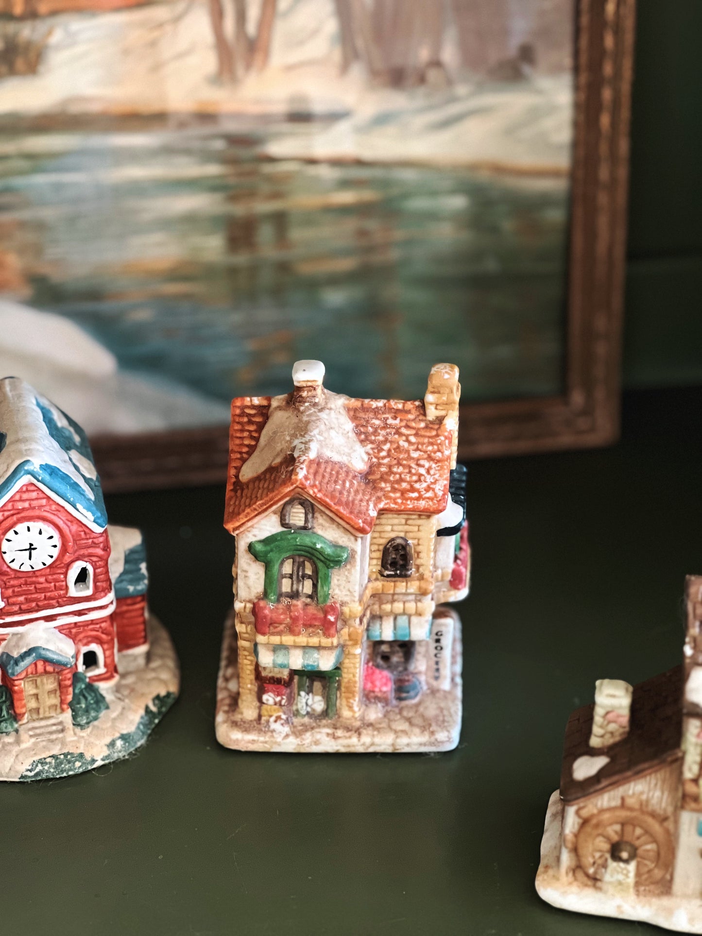 Set of 5 Vintage Winter/Christmas Village Houses