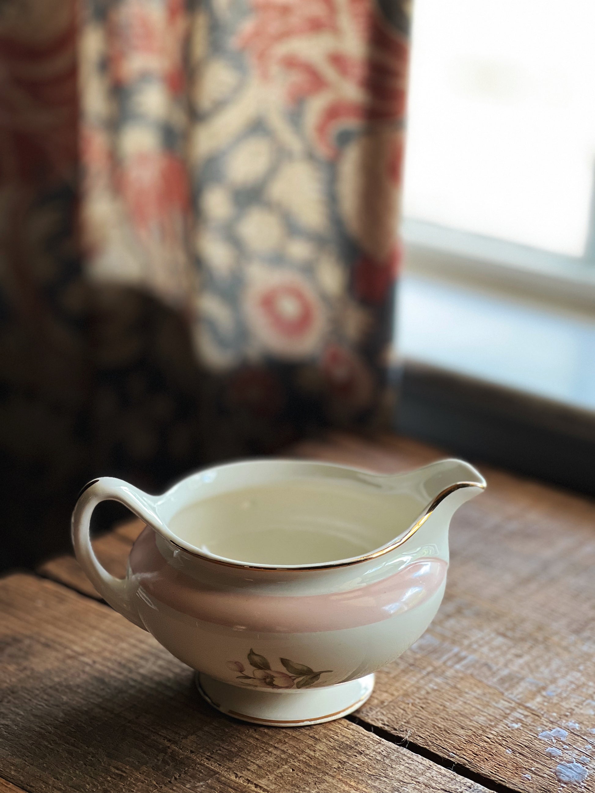Vintage Homer Laughlin Eggshell Nautilus N1769 Pink Floral Creamer