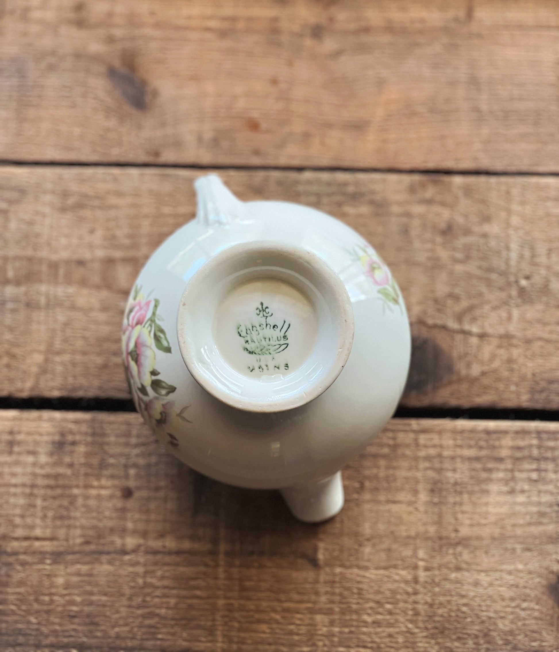 Vintage Homer Laughlin Eggshell Nautilus N1769 Pink Floral Creamer