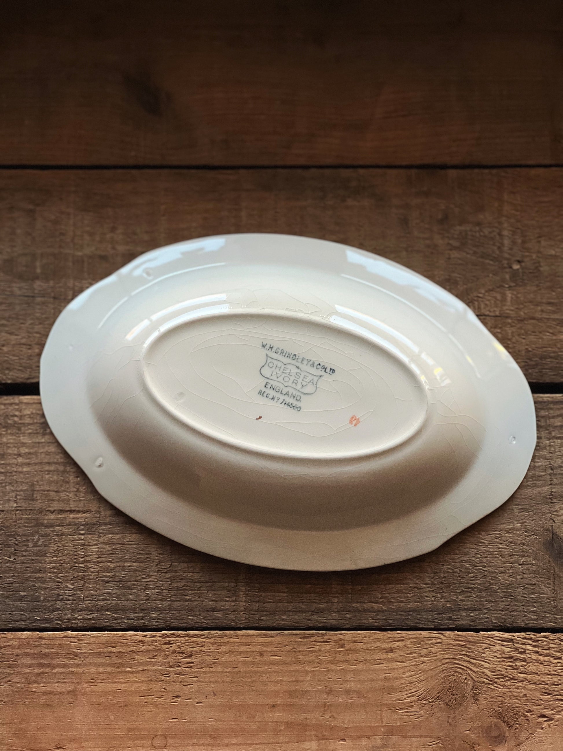 Rare Antique WH Grindley Chelsea Ivory Torbay Small Open Vegetable Bowl