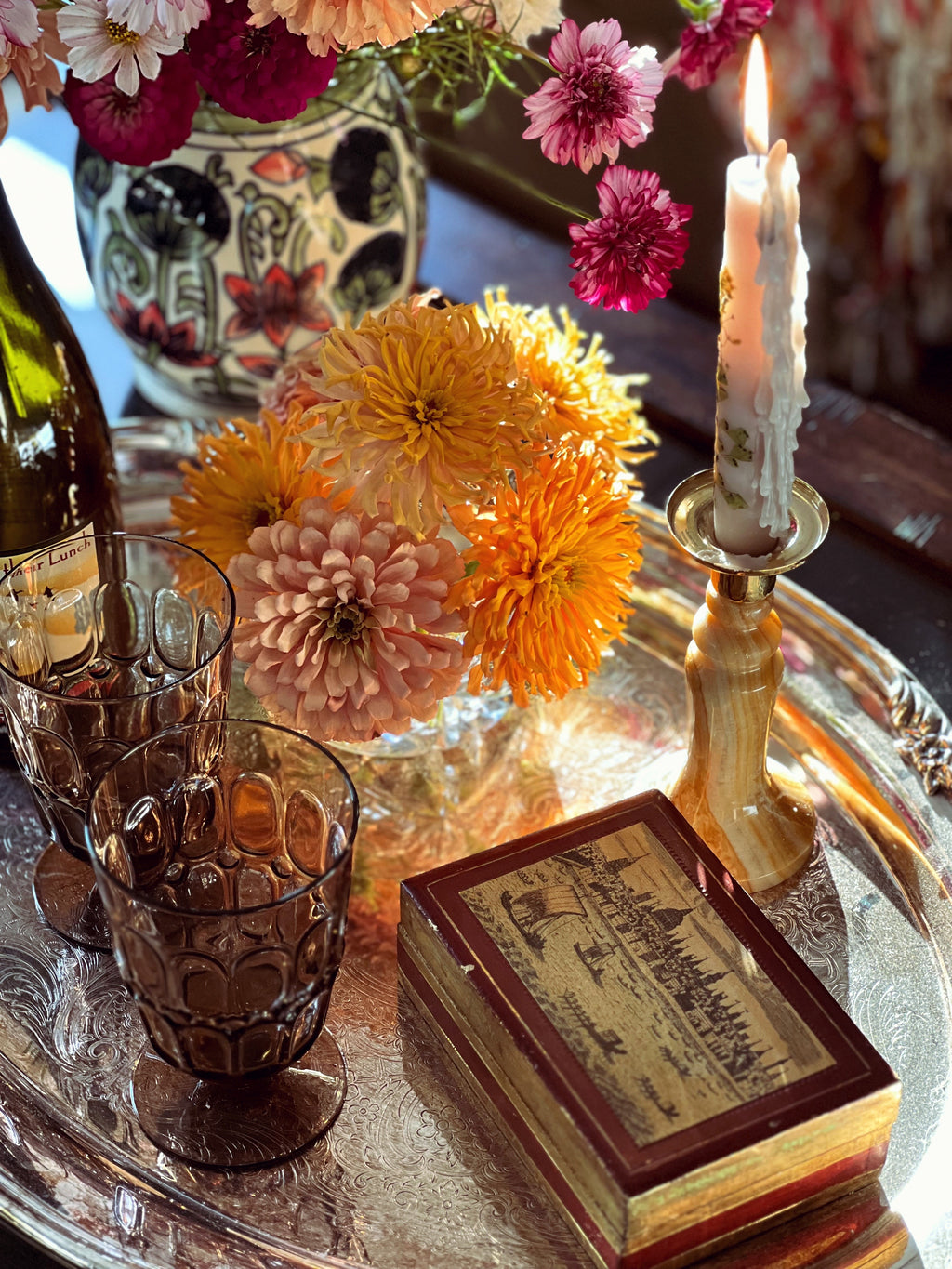 Vintage Marble Taper Candleholder