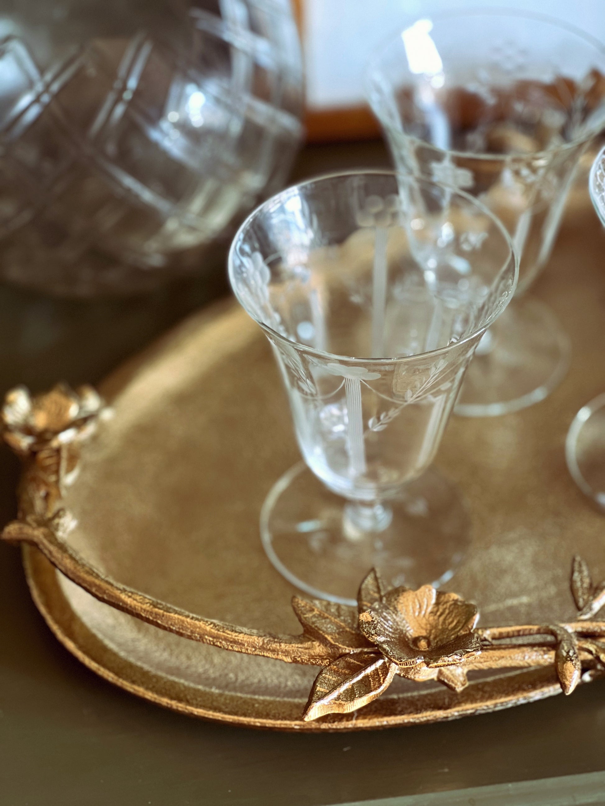 Gold Floral Serving Tray