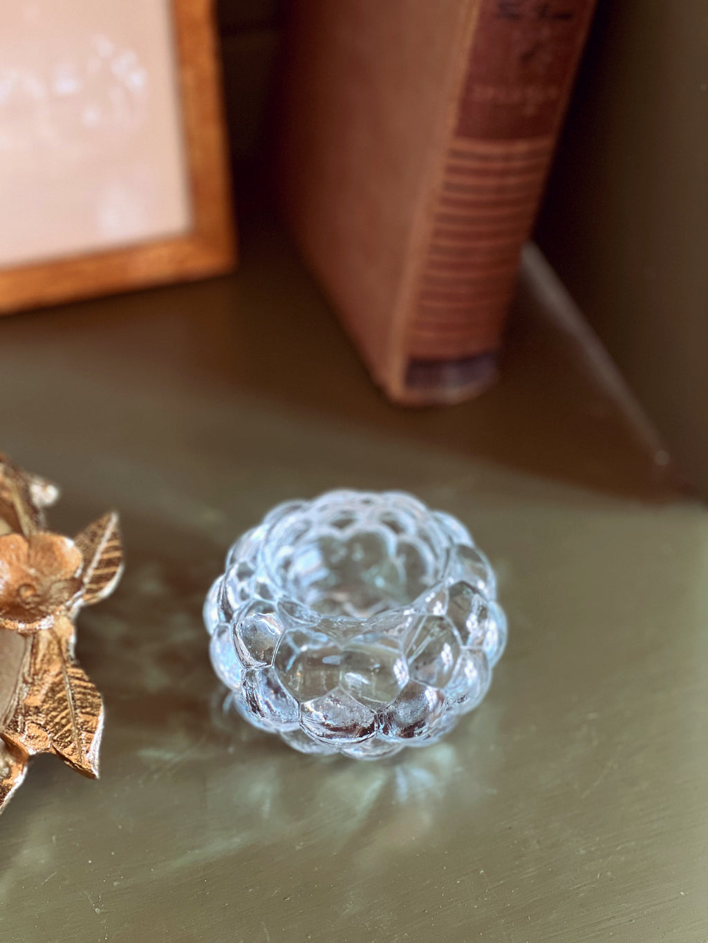 Vintage Bubble Glass Votive Candleholder Made in Indonesia