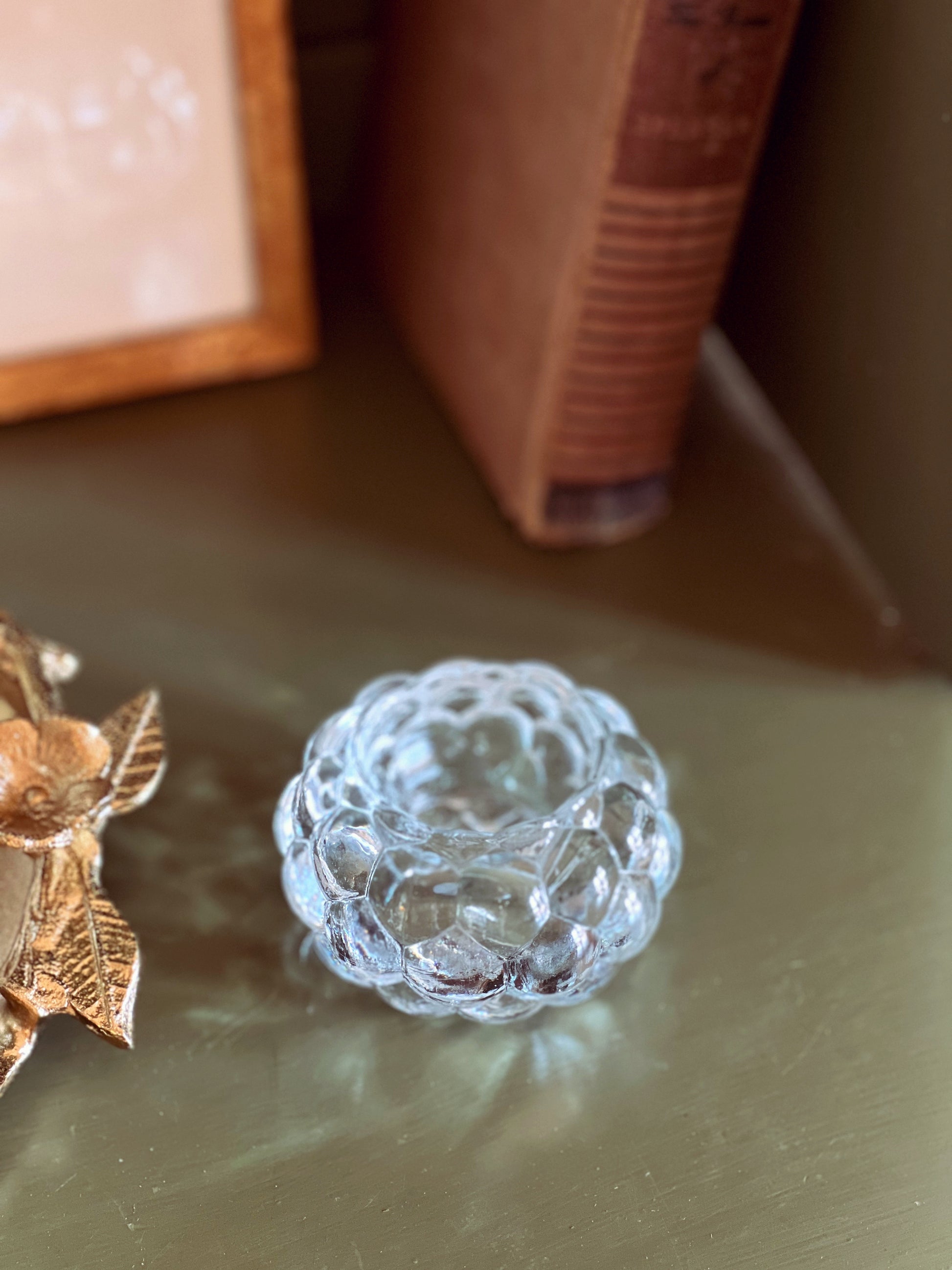 Vintage Bubble Glass Votive Candleholder Made in Indonesia