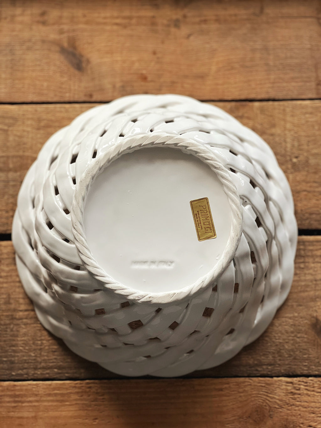 Vintage Basketweave Fruit Bowl Made in Italy
