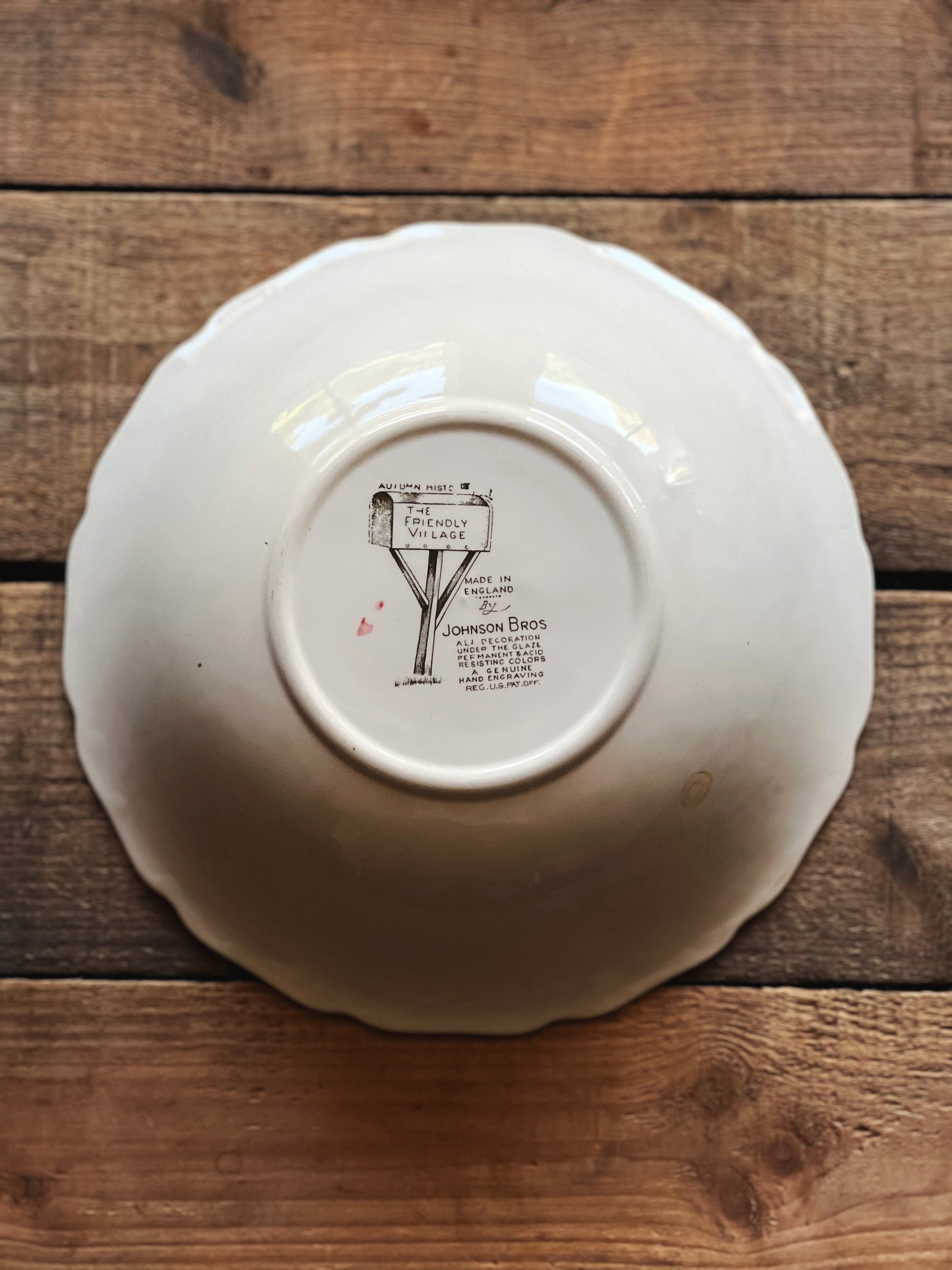 Vintage Johnson Brothers Friendly Village Autumn Mist Round Vegetable Bowl