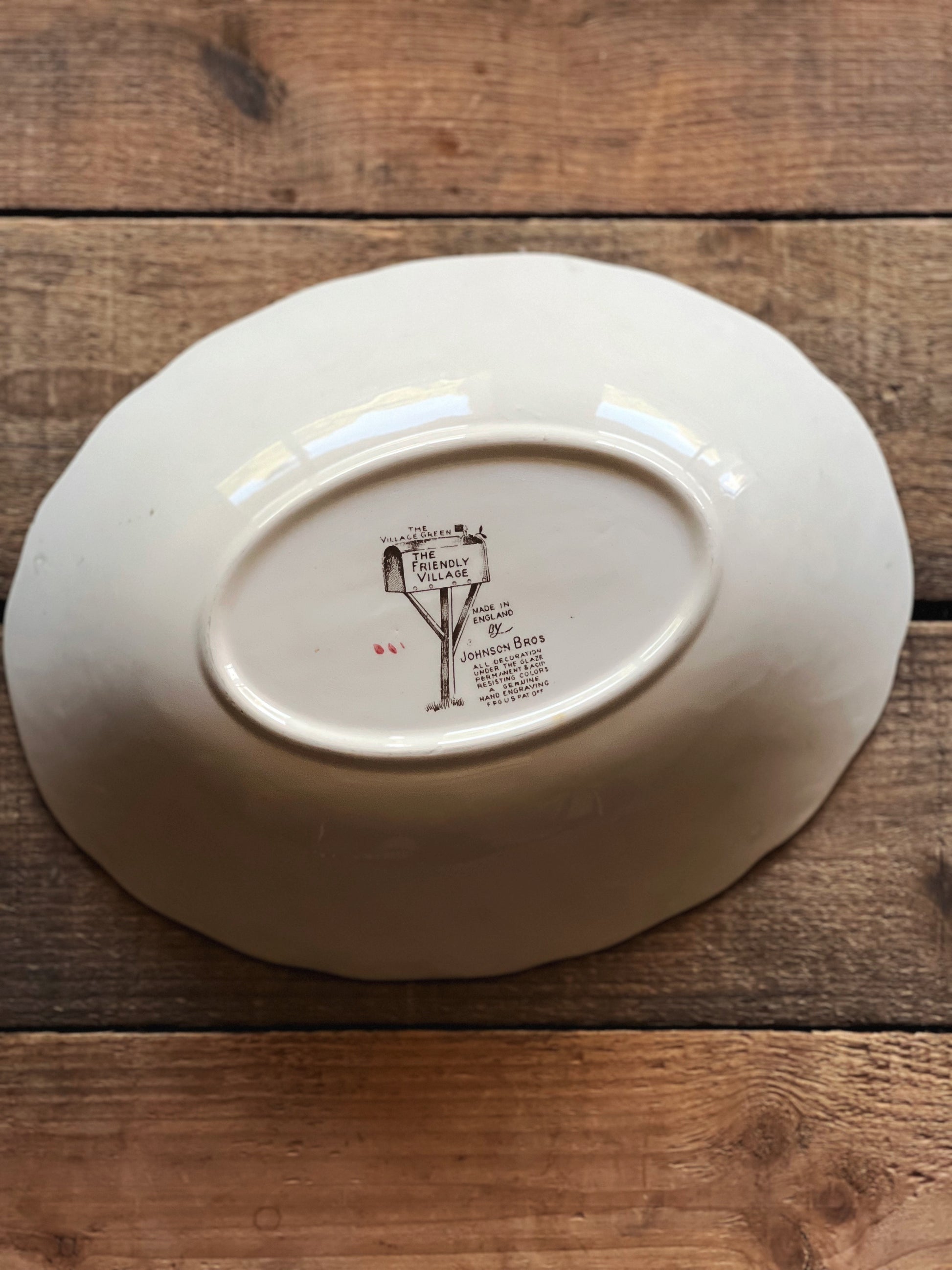 Vintage Johnson Brothers Friendly Village The Village Green Oval Vegetable Bowl