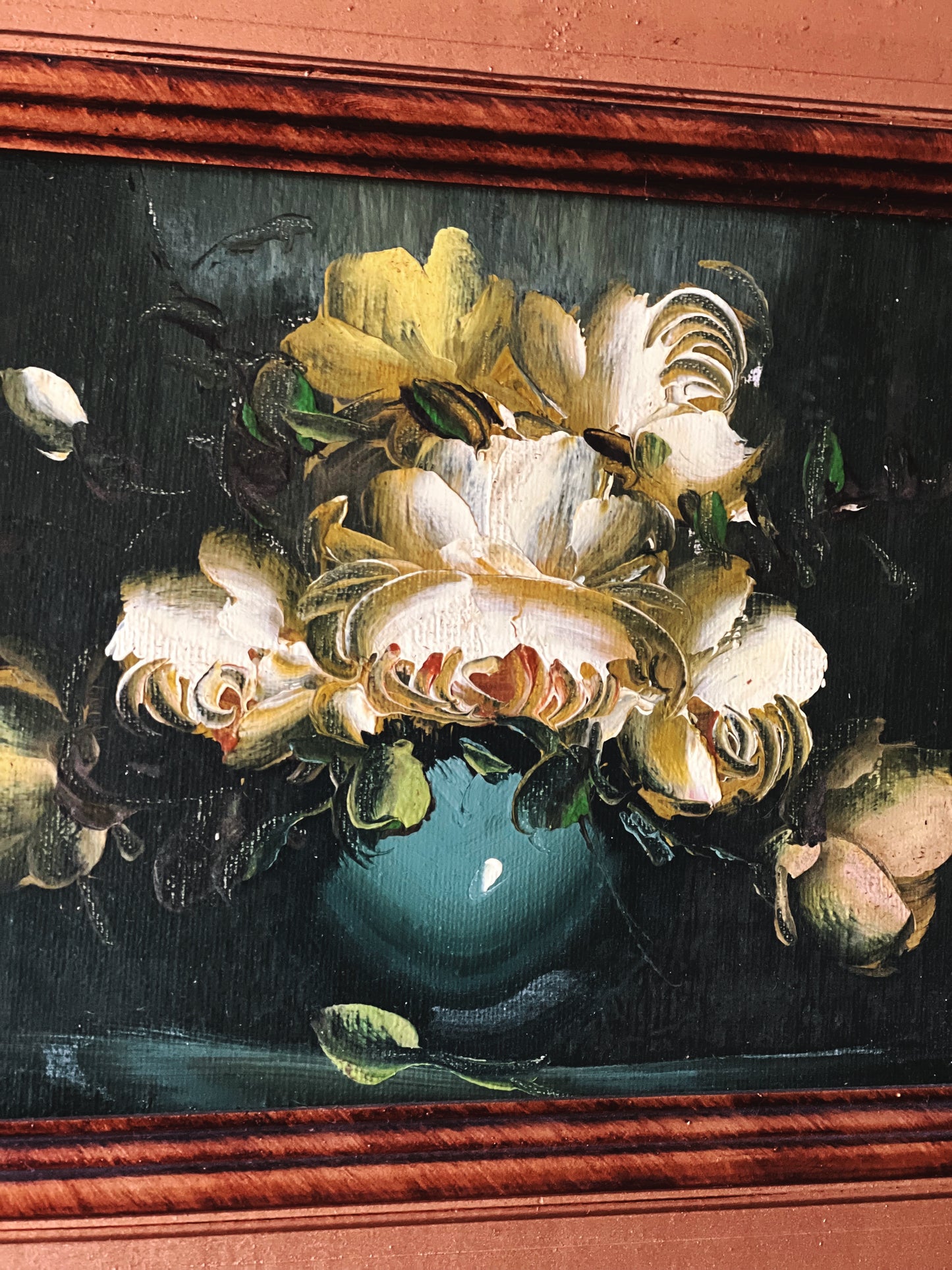 Vintage Framed Still Life Painting Floral Oil on Board