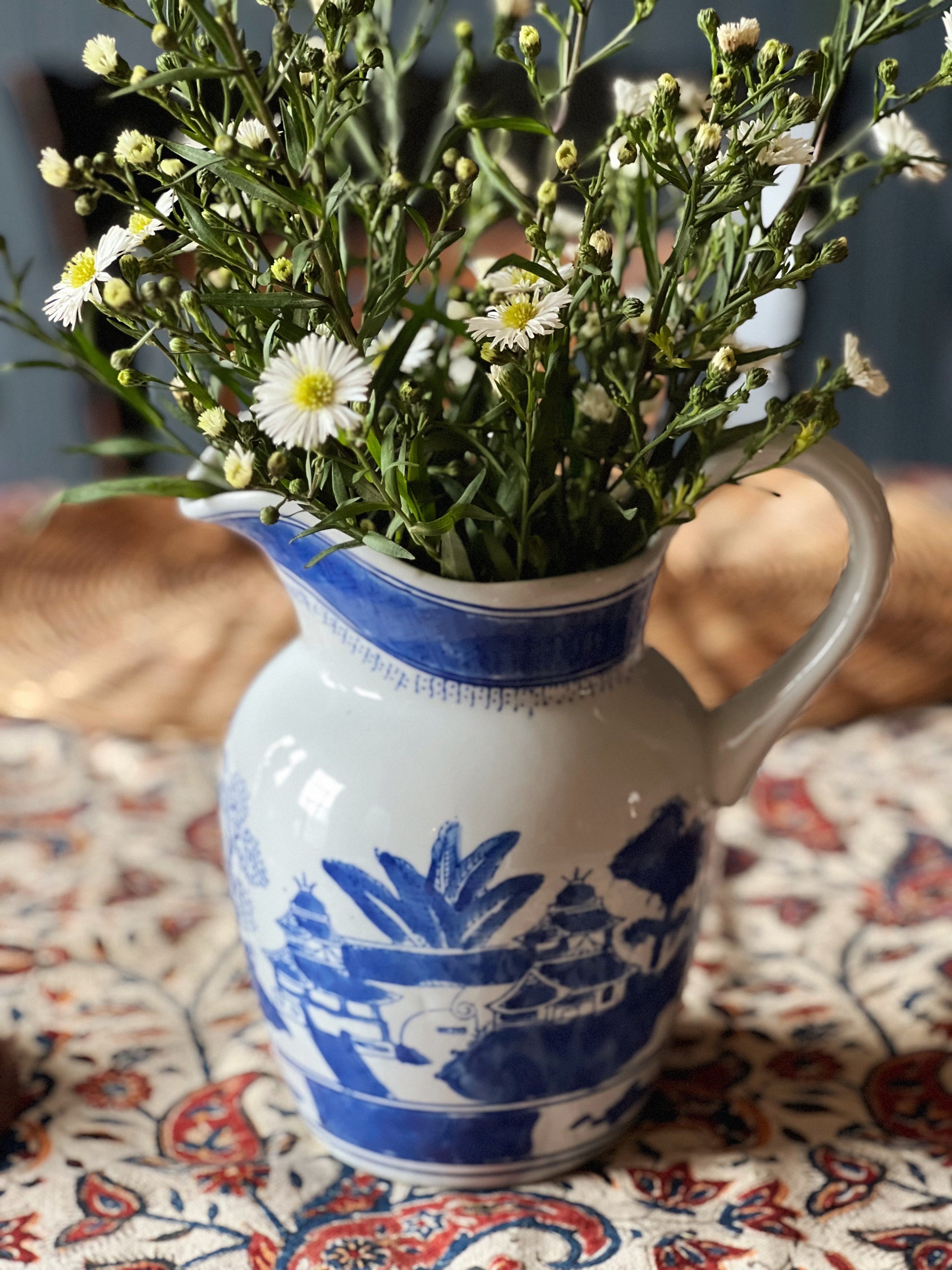 Vintage Blue Willow Decorative Pitcher