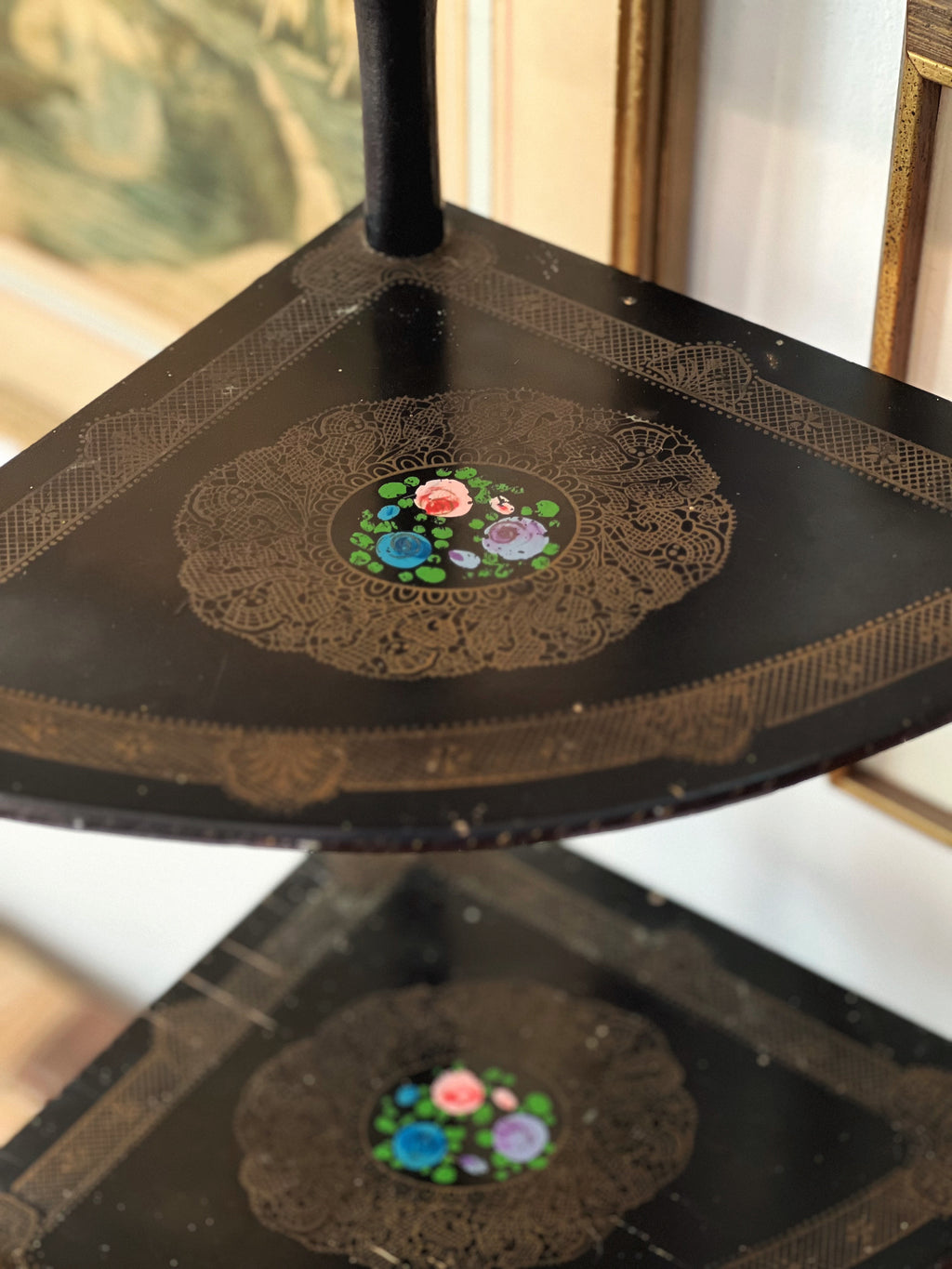 Vintage Black Corner Shelf