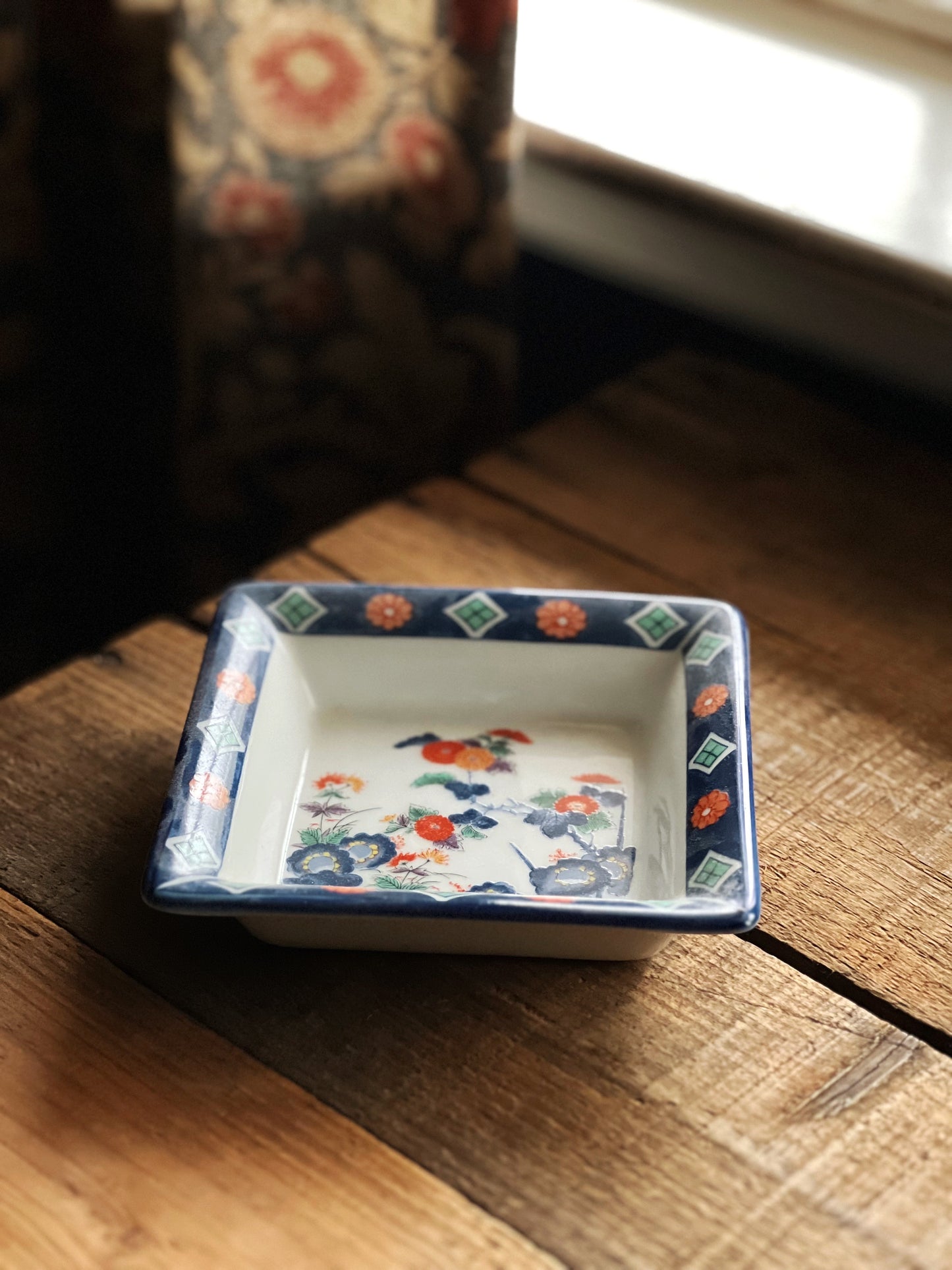 Small Vintage Hand Painted Square Tray