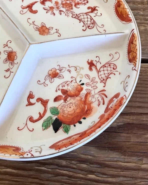 Vintage Hand Painted 3 Section Serving Plate Made in Japan